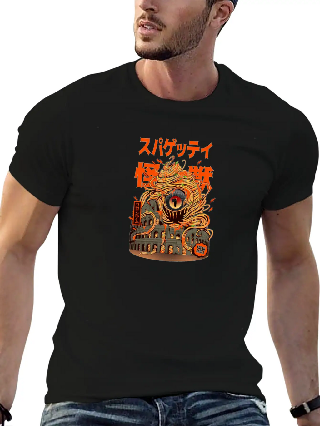 Monster, Spaghetti, Pastafarian, Flying Spa Unisex Short Sleeve Soft Cotton T-Shirt – Casual Everyday Wear
