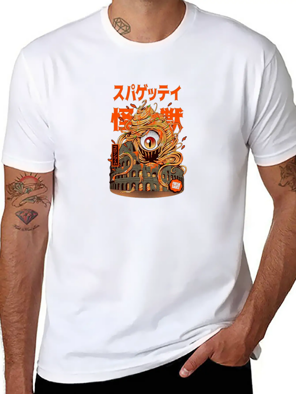 Monster, Spaghetti, Pastafarian, Flying Spa Unisex Short Sleeve Soft Cotton T-Shirt – Casual Everyday Wear