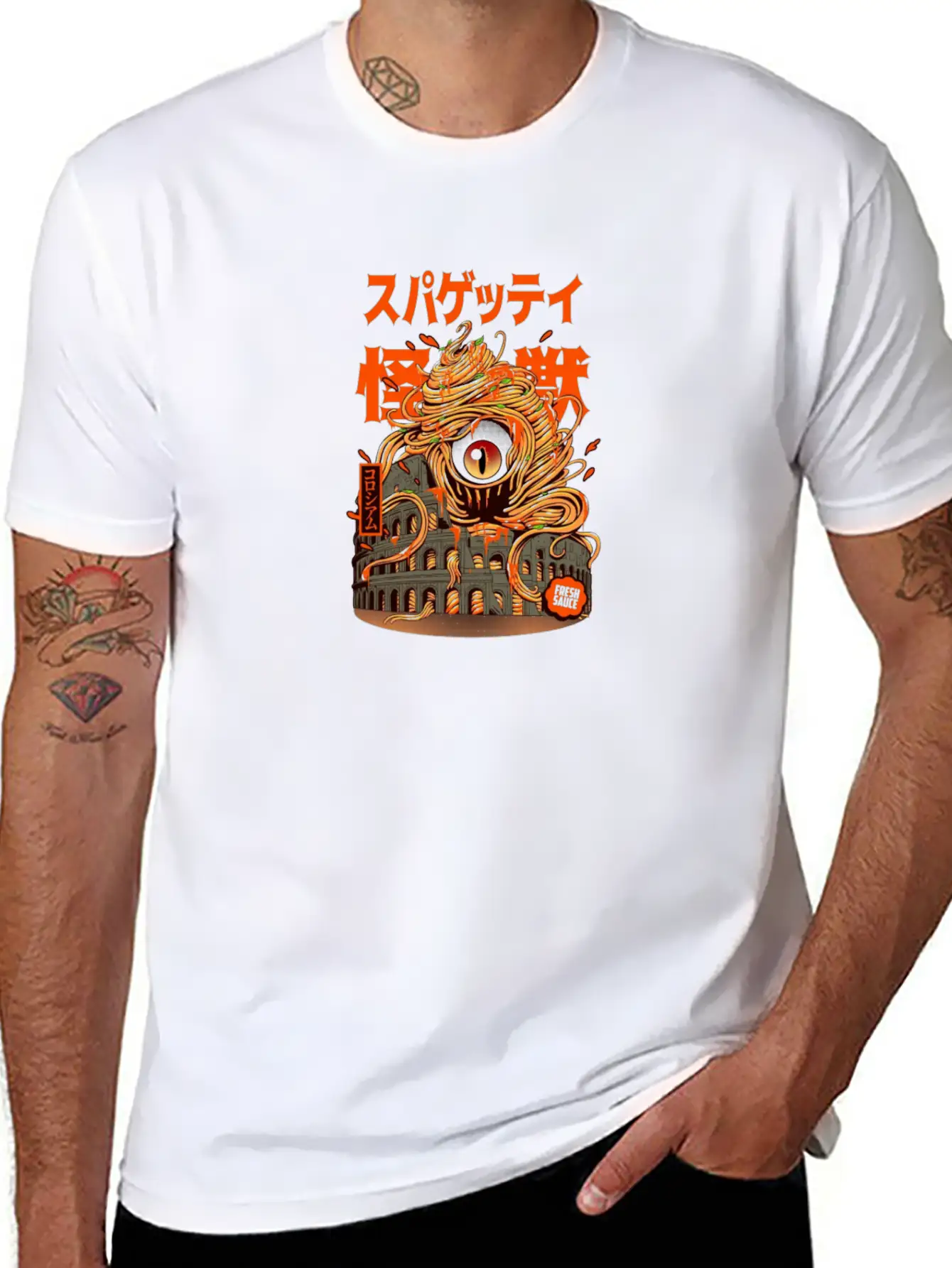Monster, Spaghetti, Pastafarian, Flying Spa Unisex Short Sleeve Soft Cotton T-Shirt – Casual Everyday Wear