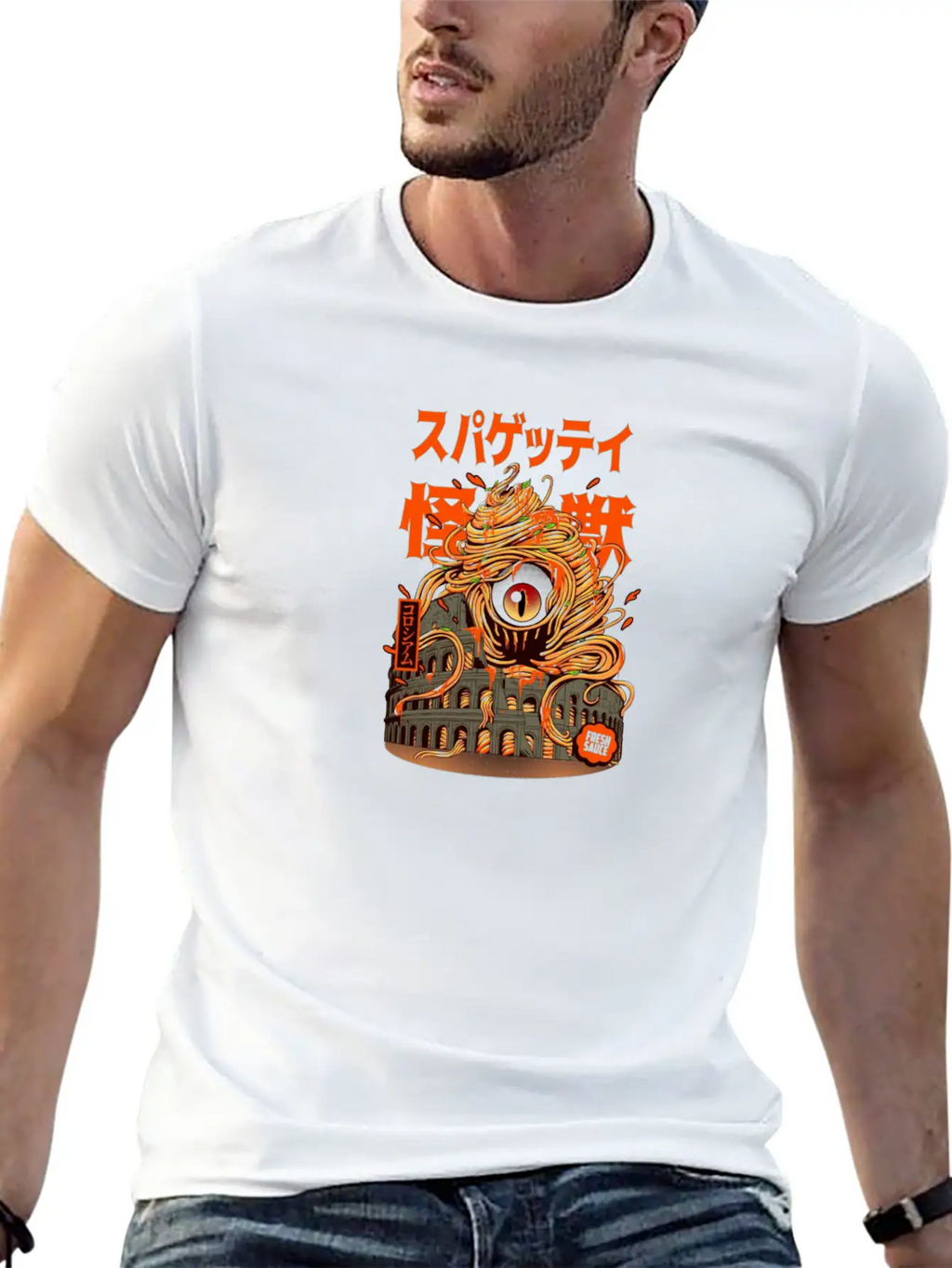 Monster, Spaghetti, Pastafarian, Flying Spa Unisex Short Sleeve Soft Cotton T-Shirt – Casual Everyday Wear