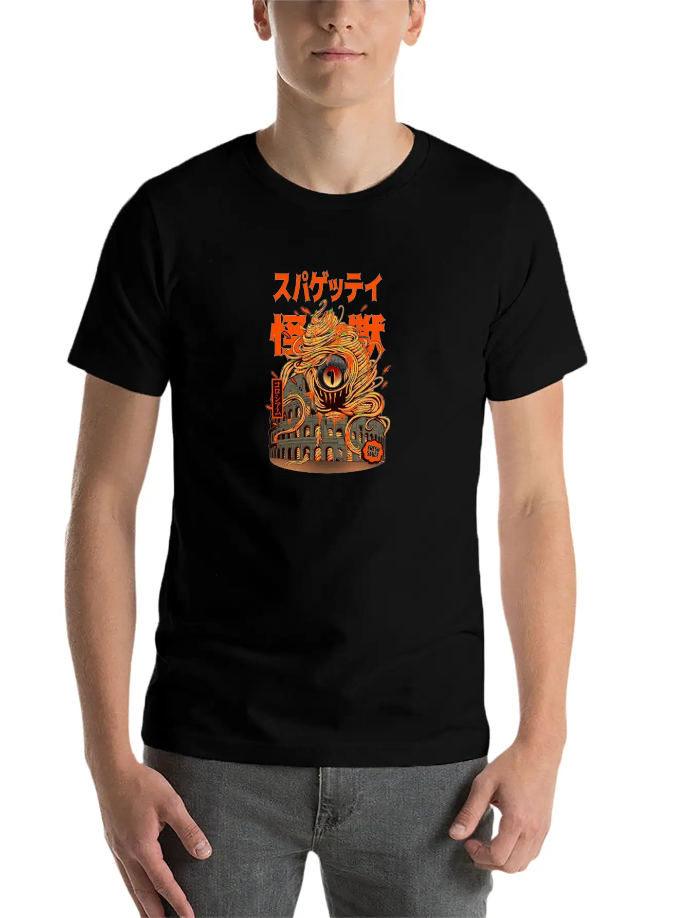 Monster, Spaghetti, Pastafarian, Flying Spa Unisex Short Sleeve Soft Cotton T-Shirt – Casual Everyday Wear