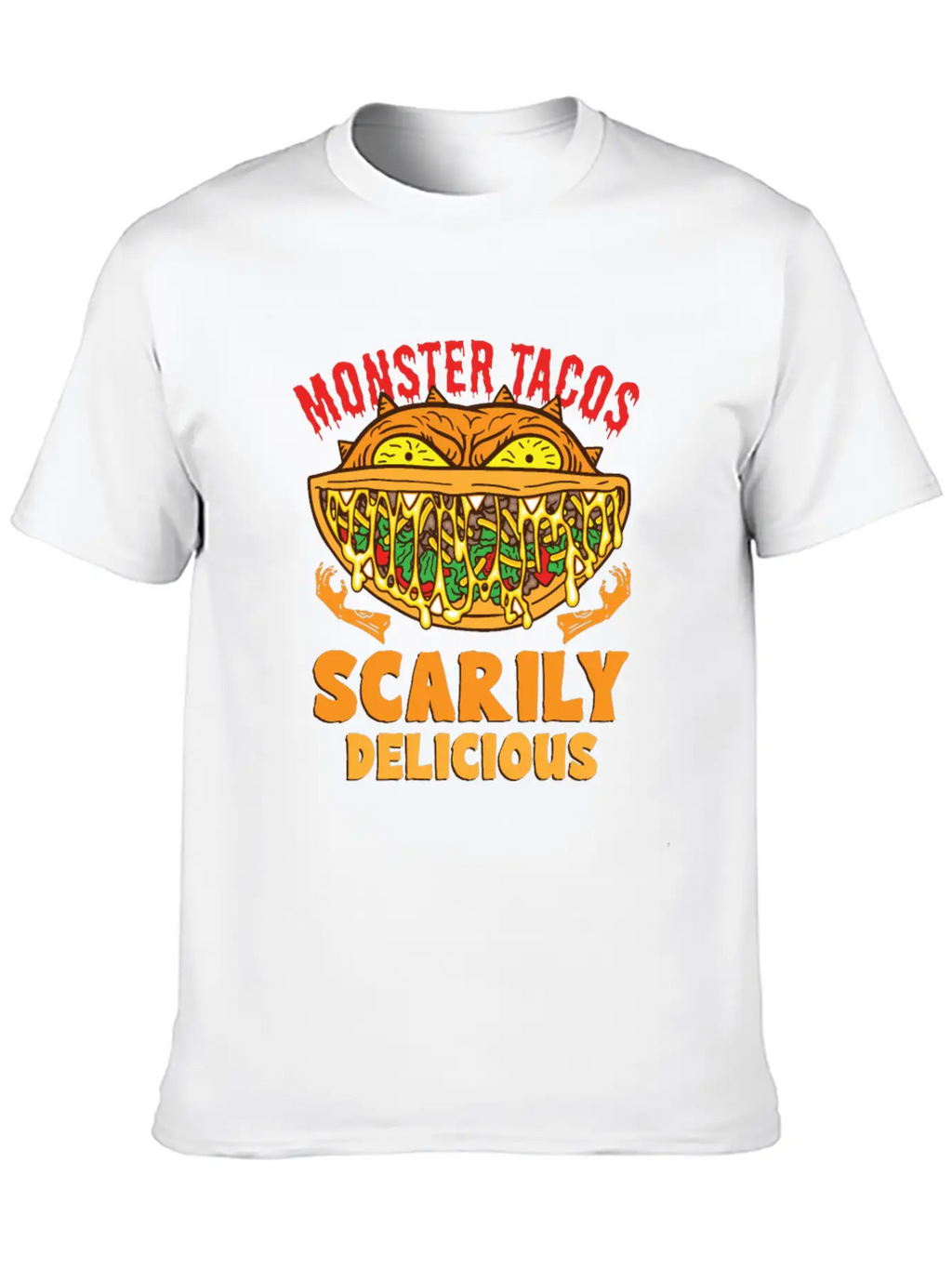Monster Taco Horror Taco Halloween Taco Costume Unisex Short Sleeve Soft Cotton T-Shirt – Casual Everyday Wear