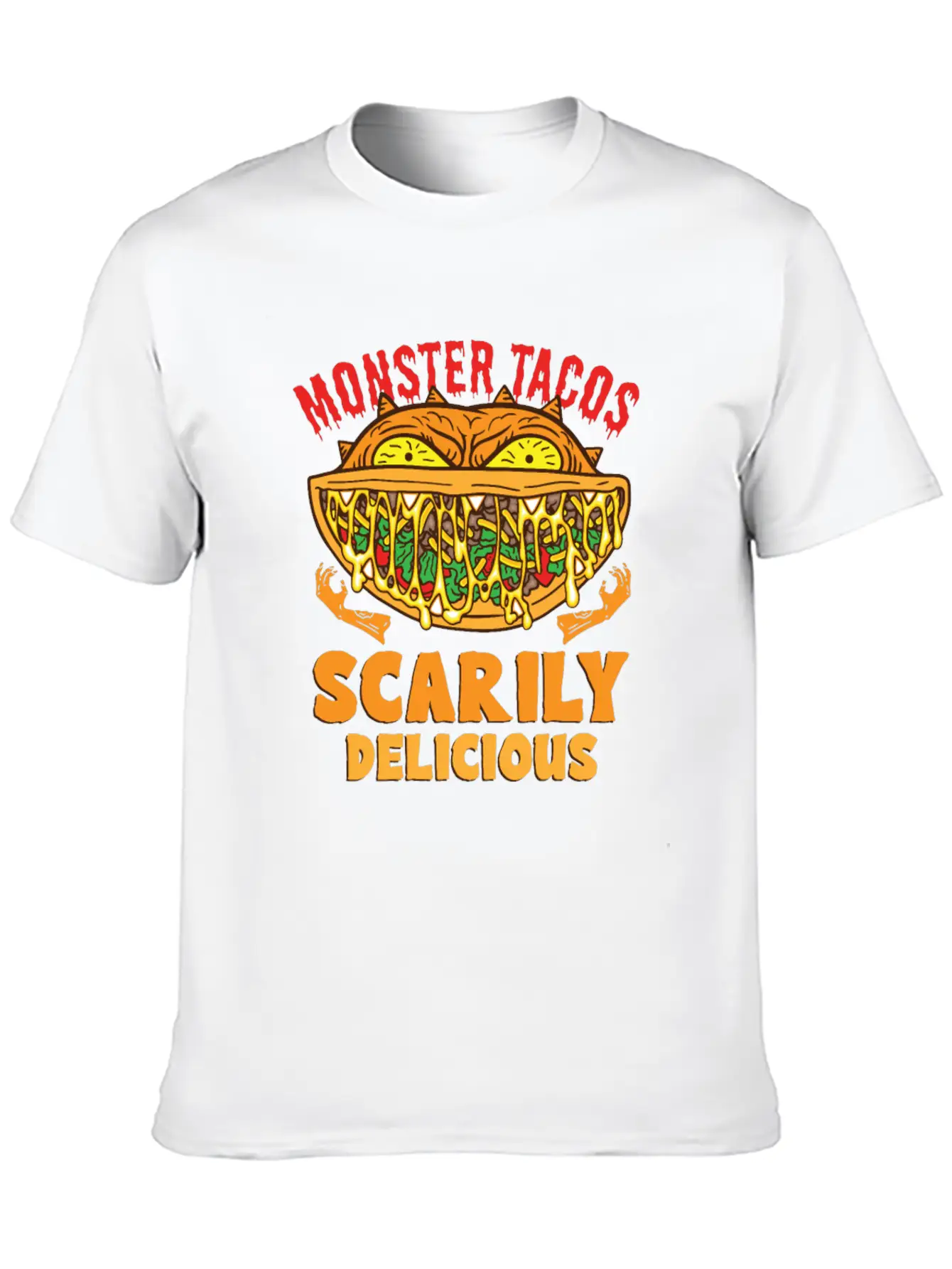 Monster Taco Horror Taco Halloween Taco Costume Unisex Short Sleeve Soft Cotton T-Shirt – Casual Everyday Wear