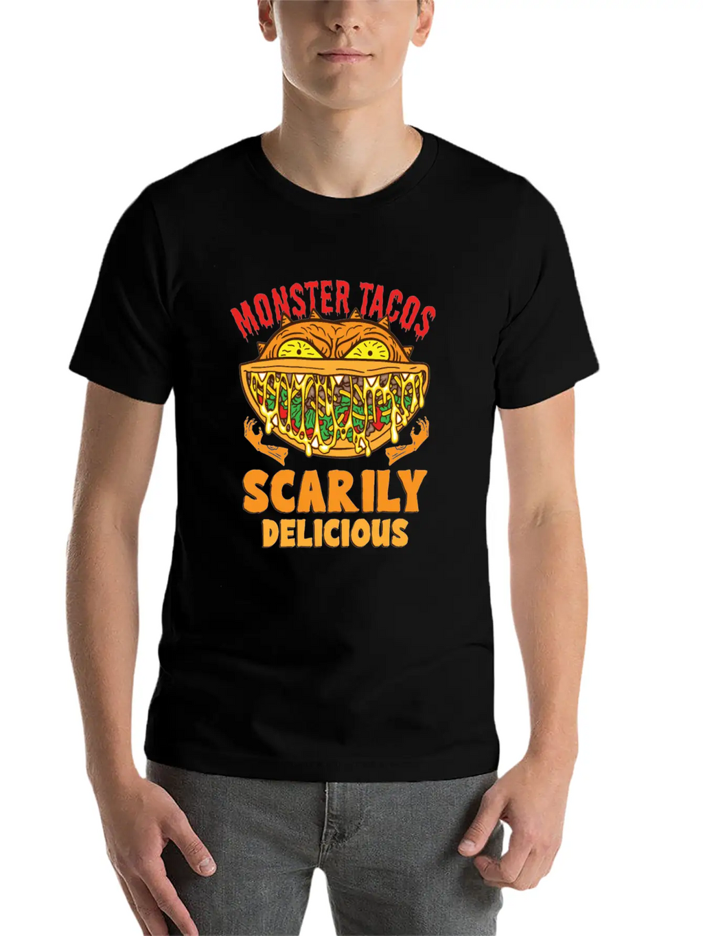 Monster Taco Horror Taco Halloween Taco Costume Unisex Short Sleeve Soft Cotton T-Shirt – Casual Everyday Wear
