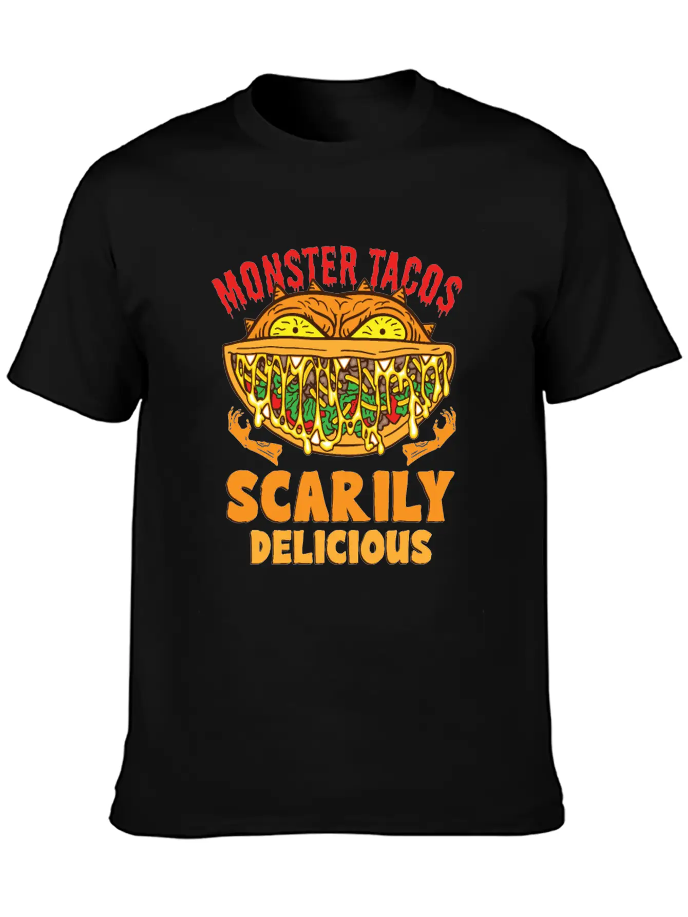 Monster Taco Horror Taco Halloween Taco Costume Unisex Short Sleeve Soft Cotton T-Shirt – Casual Everyday Wear