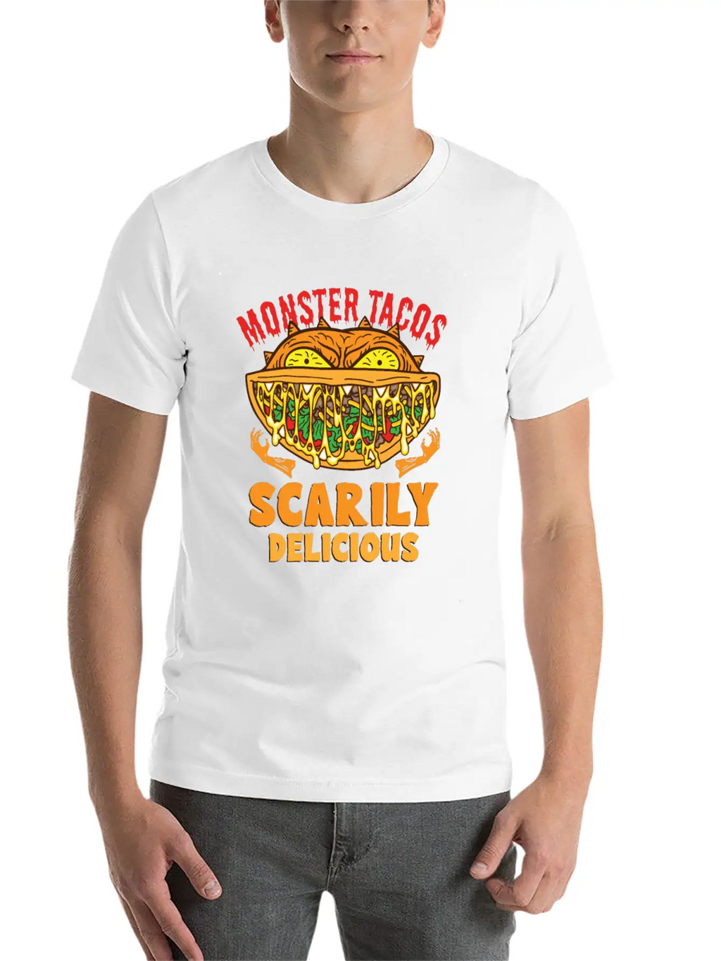 Monster Taco Horror Taco Halloween Taco Costume Unisex Short Sleeve Soft Cotton T-Shirt – Casual Everyday Wear