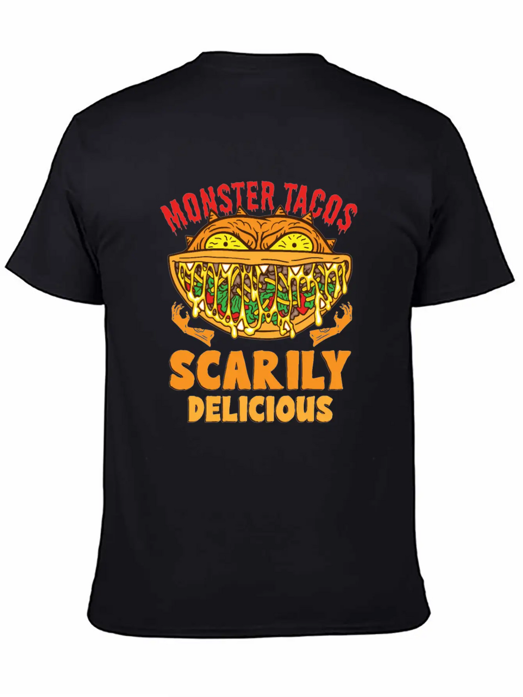 Monster Taco Horror Taco Halloween Taco Costume Unisex Short Sleeve Soft Cotton T-Shirt – Casual Everyday Wear