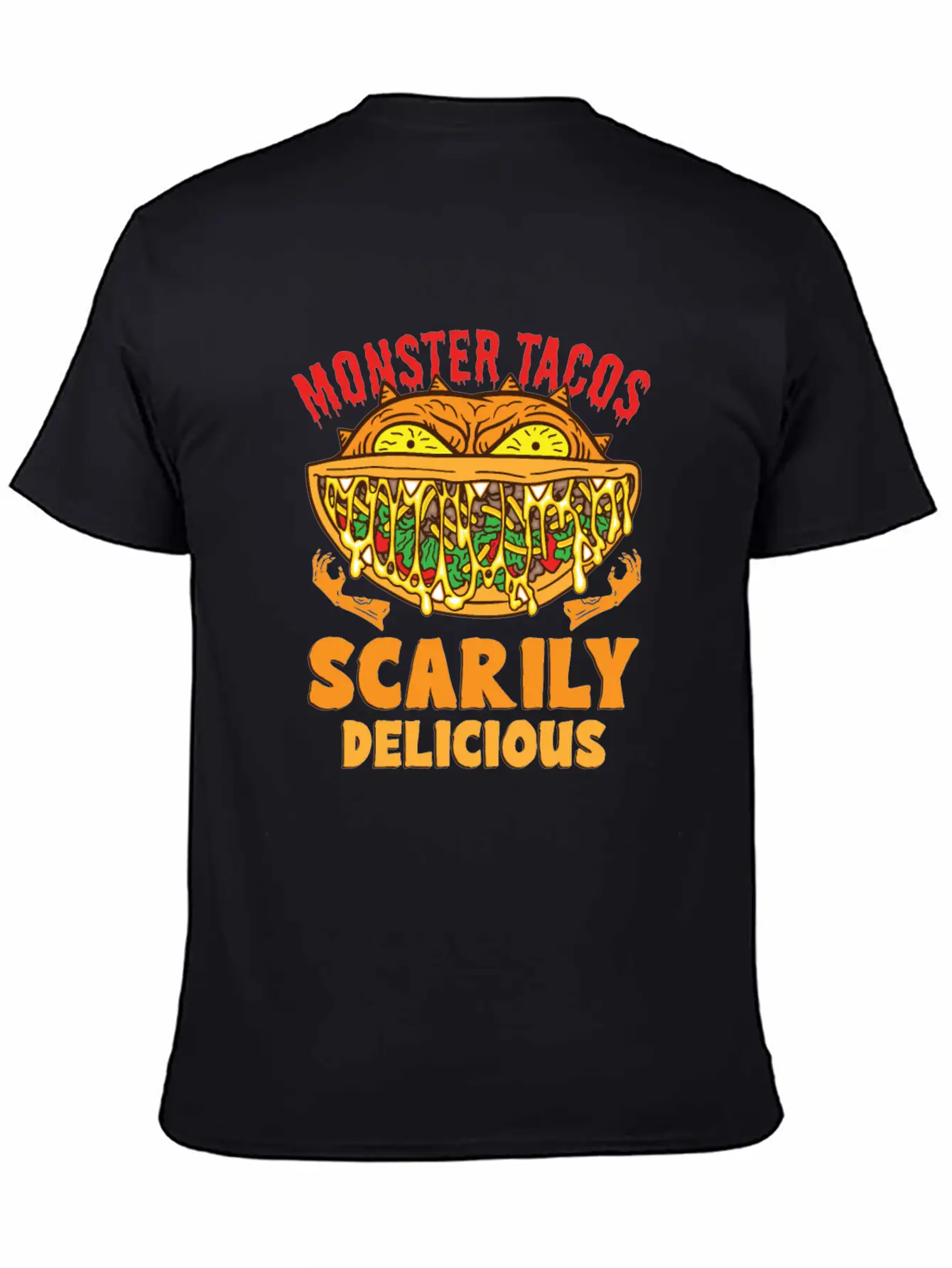 Monster Taco Horror Taco Halloween Taco Costume Unisex Short Sleeve Soft Cotton T-Shirt – Casual Everyday Wear