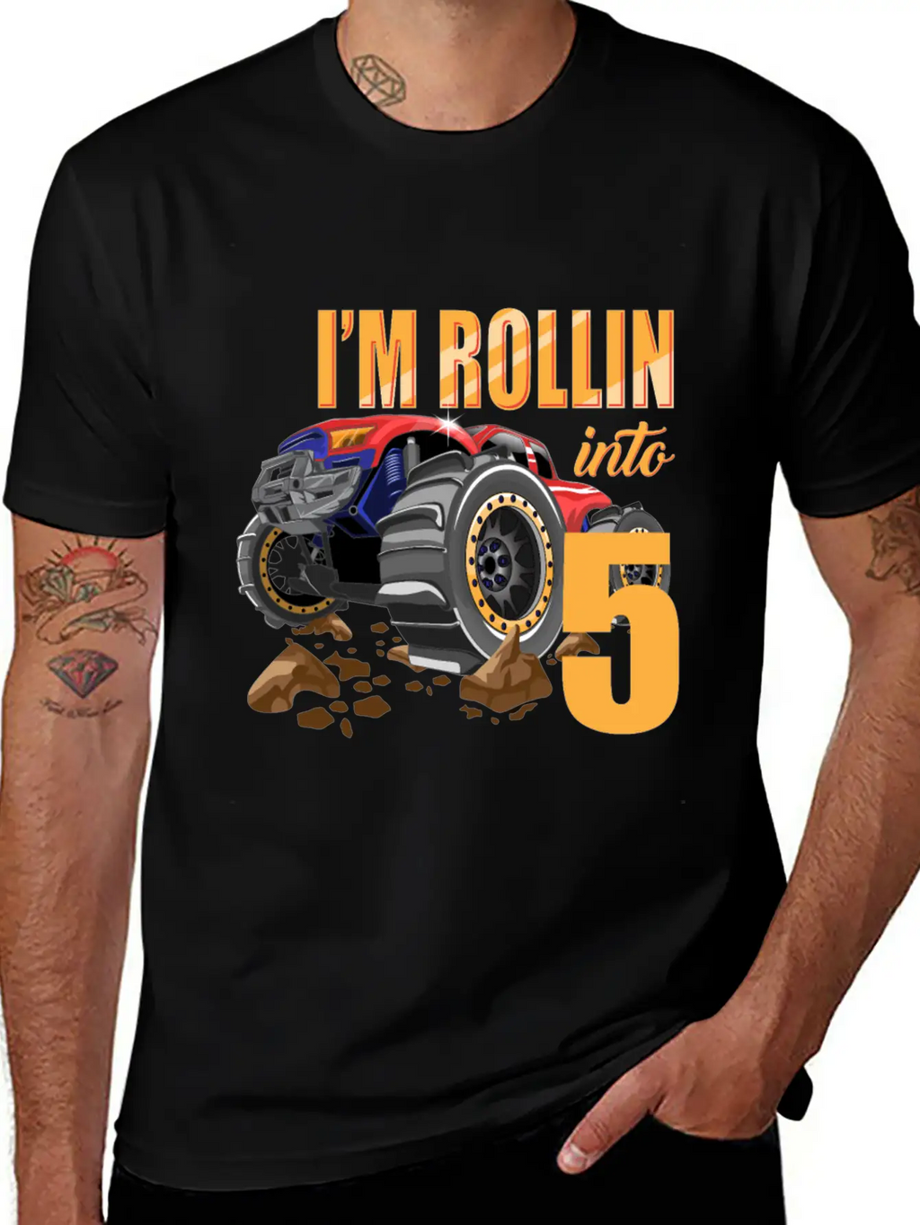 Monster Truck 5th Birthday I'm 5 Year Old Boy Gift Casual Graphic T-Shirt – Simple And Comfortable Daily Wear