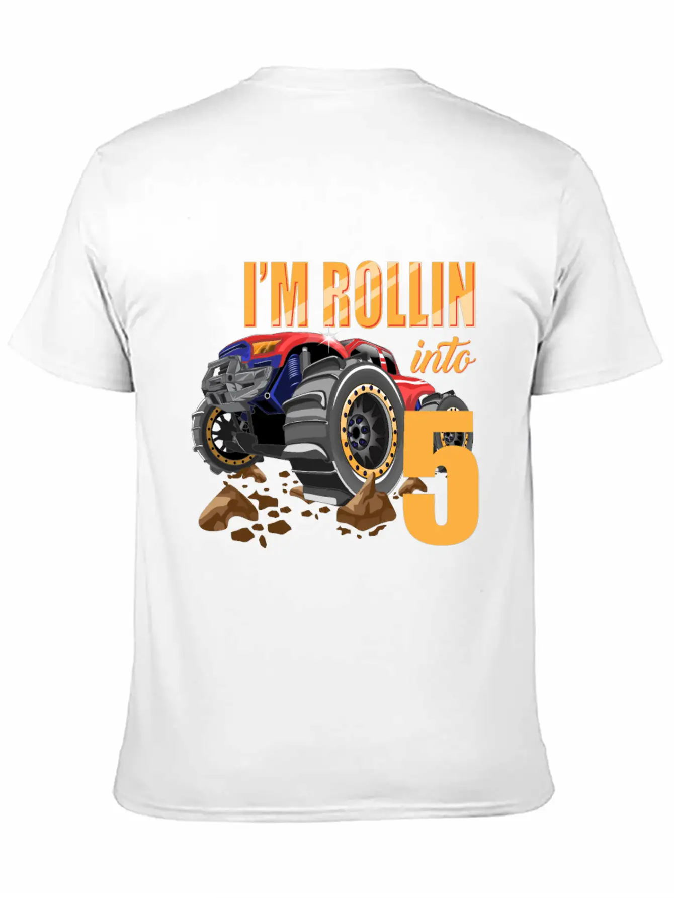 Monster Truck 5th Birthday I'm 5 Year Old Boy Gift Casual Graphic T-Shirt – Simple And Comfortable Daily Wear