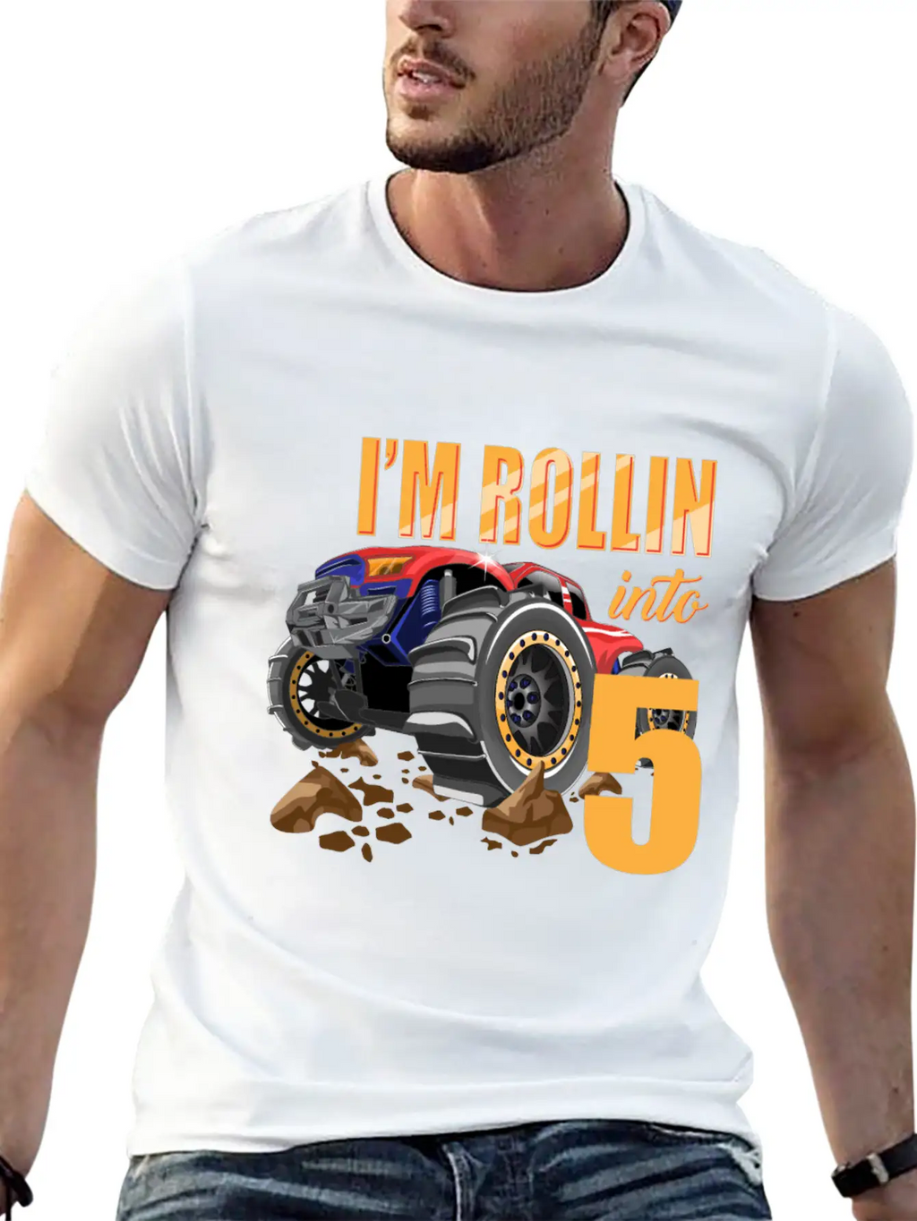 Monster Truck 5th Birthday I'm 5 Year Old Boy Gift Casual Graphic T-Shirt – Simple And Comfortable Daily Wear
