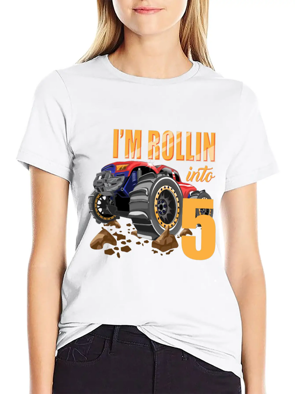 Monster Truck 5th Birthday I'm 5 Year Old Boy Gift Casual Graphic T-Shirt – Simple And Comfortable Daily Wear