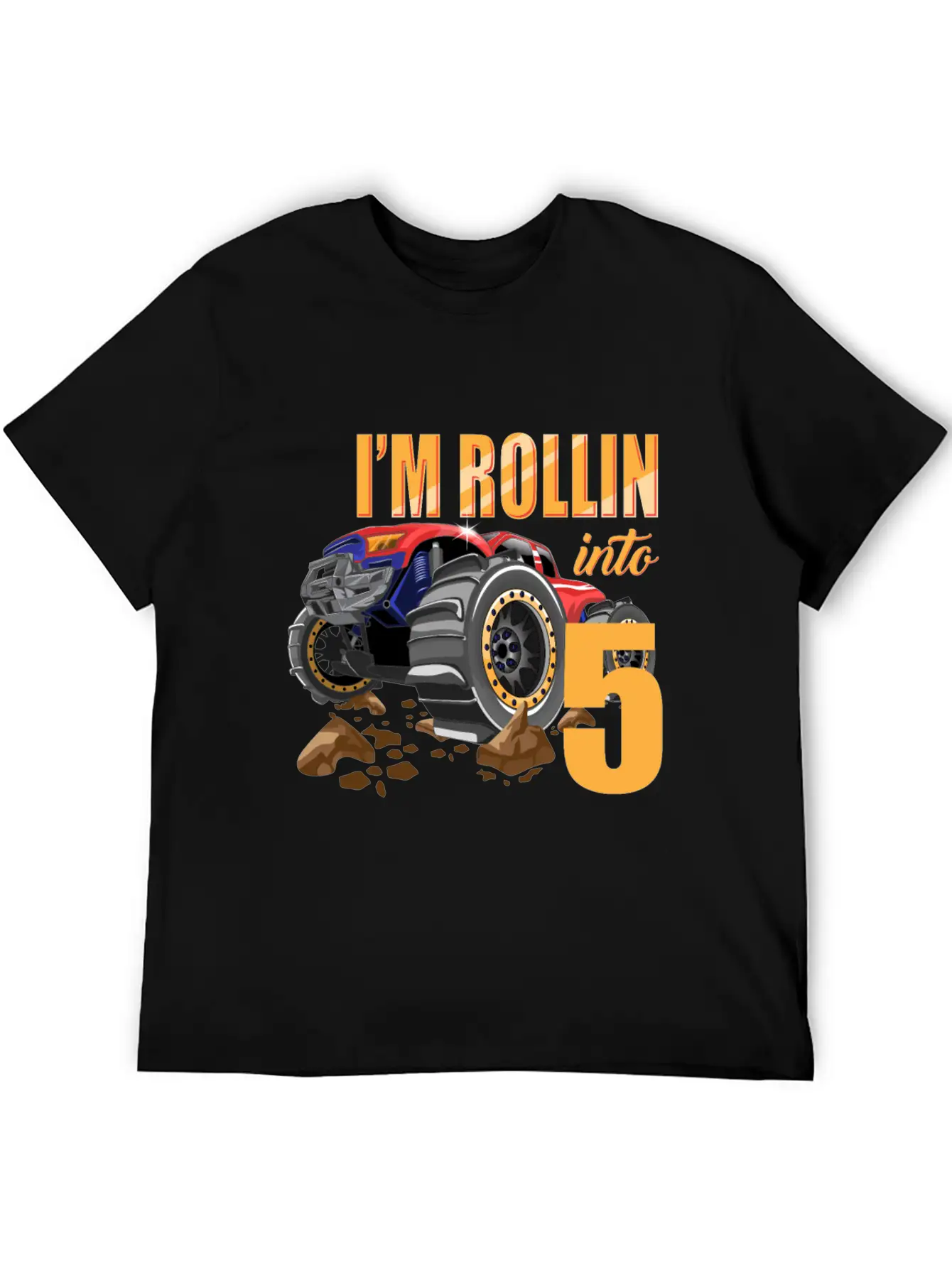 Monster Truck 5th Birthday I'm 5 Year Old Boy Gift Casual Graphic T-Shirt – Simple And Comfortable Daily Wear