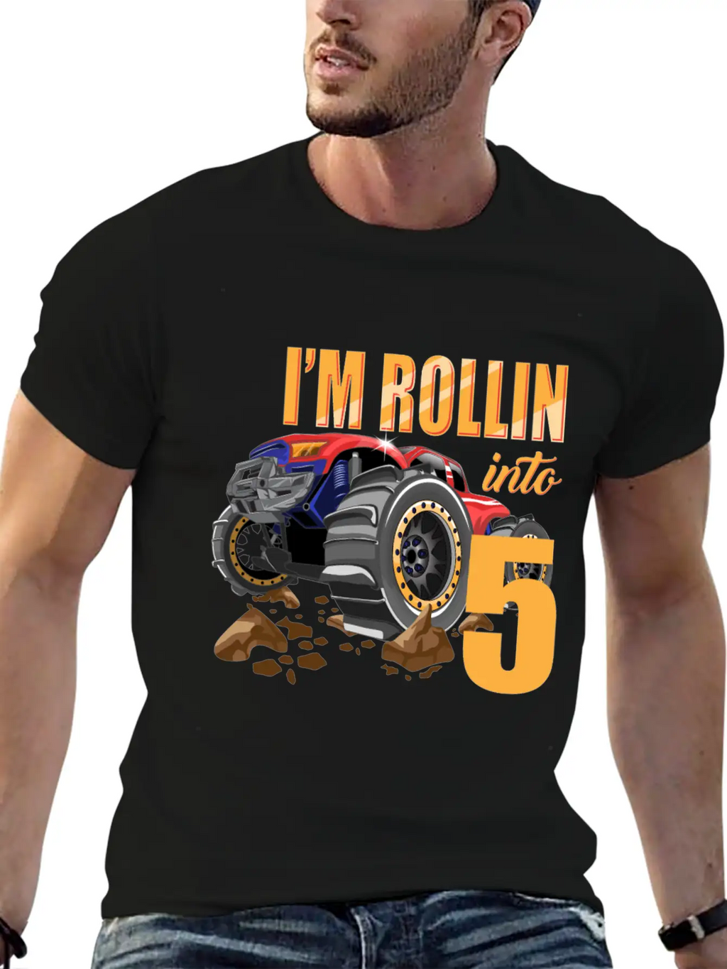 Monster Truck 5th Birthday I'm 5 Year Old Boy Gift Casual Graphic T-Shirt – Simple And Comfortable Daily Wear