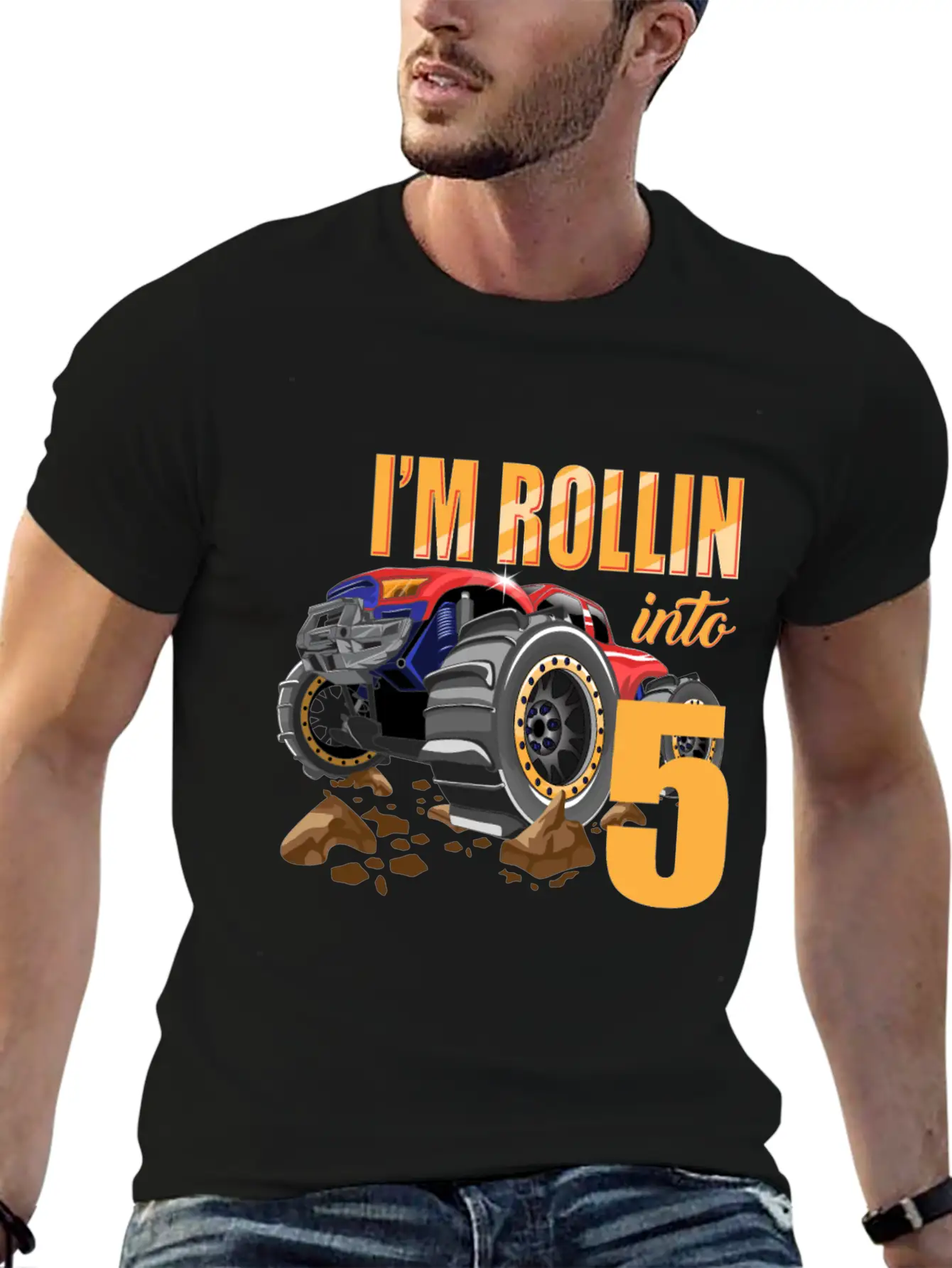 Monster Truck 5th Birthday I'm 5 Year Old Boy Gift Casual Graphic T-Shirt – Simple And Comfortable Daily Wear