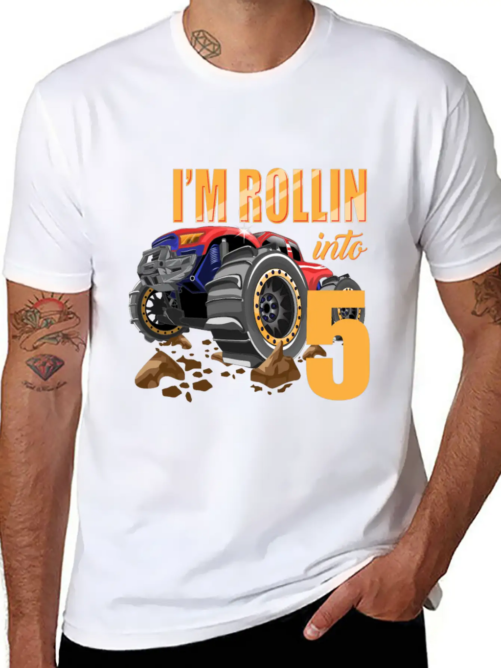 Monster Truck 5th Birthday I'm 5 Year Old Boy Gift Casual Graphic T-Shirt – Simple And Comfortable Daily Wear