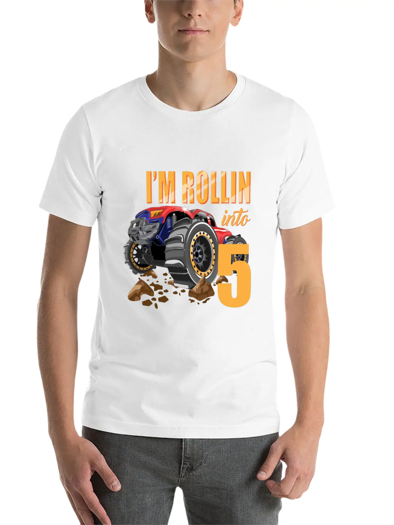 Monster Truck 5th Birthday I'm 5 Year Old Boy Gift Casual Graphic T-Shirt – Simple And Comfortable Daily Wear