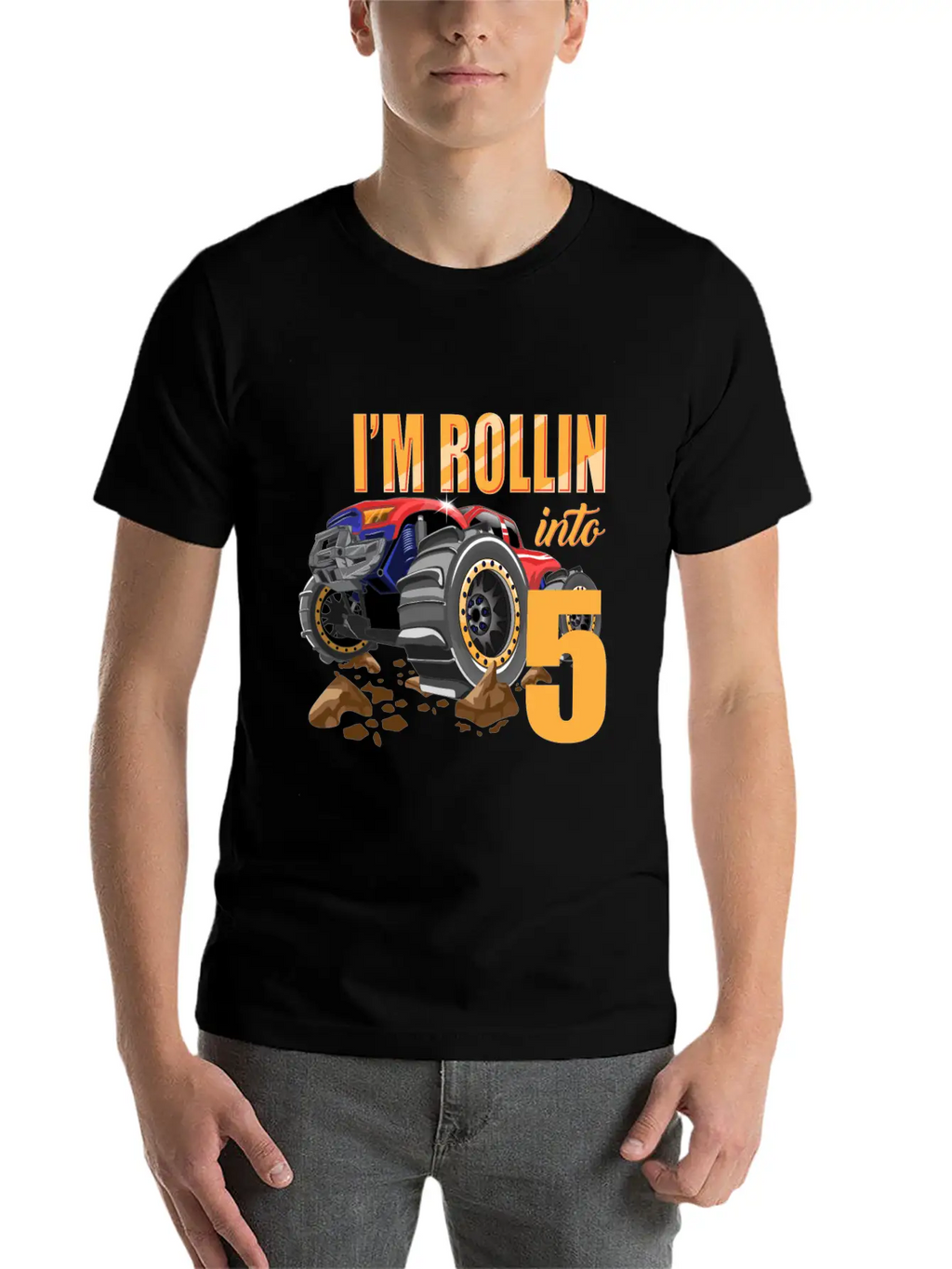 Monster Truck 5th Birthday I'm 5 Year Old Boy Gift Casual Graphic T-Shirt – Simple And Comfortable Daily Wear