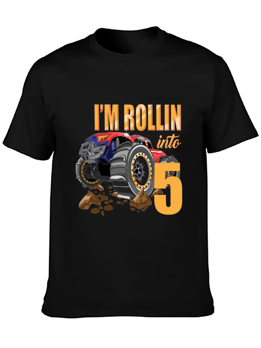 Monster Truck 5th Birthday I'm 5 Year Old Boy Gift Casual Graphic T-Shirt – Simple And Comfortable Daily Wear