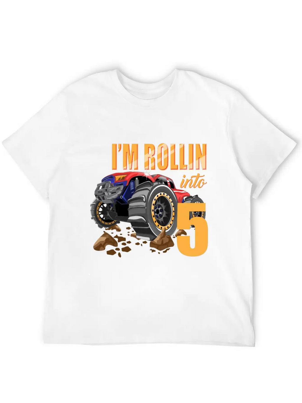 Monster Truck 5th Birthday I'm 5 Year Old Boy Gift Casual Graphic T-Shirt – Simple And Comfortable Daily Wear