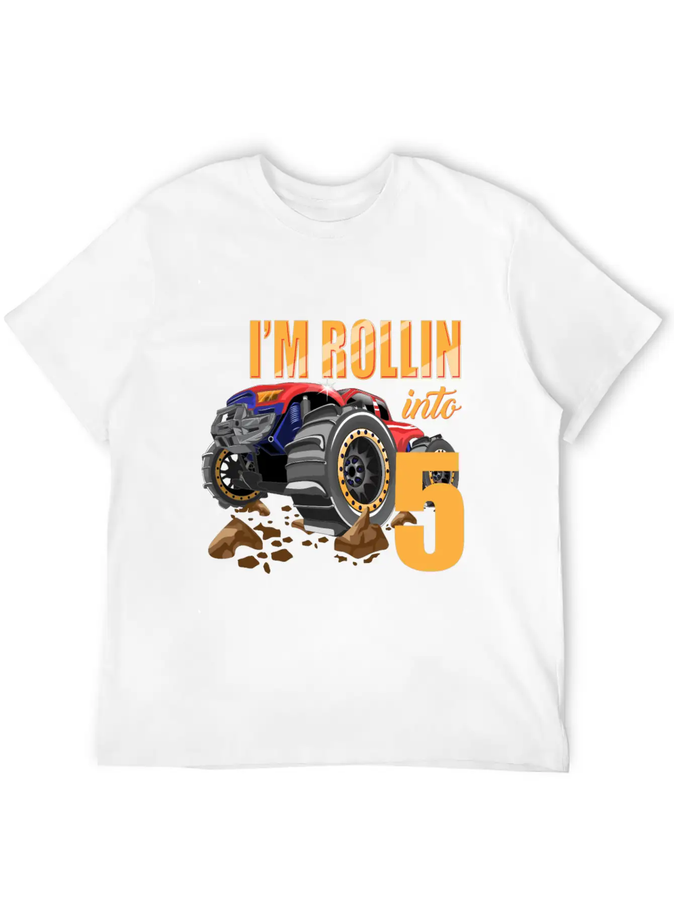 Monster Truck 5th Birthday I'm 5 Year Old Boy Gift Casual Graphic T-Shirt – Simple And Comfortable Daily Wear