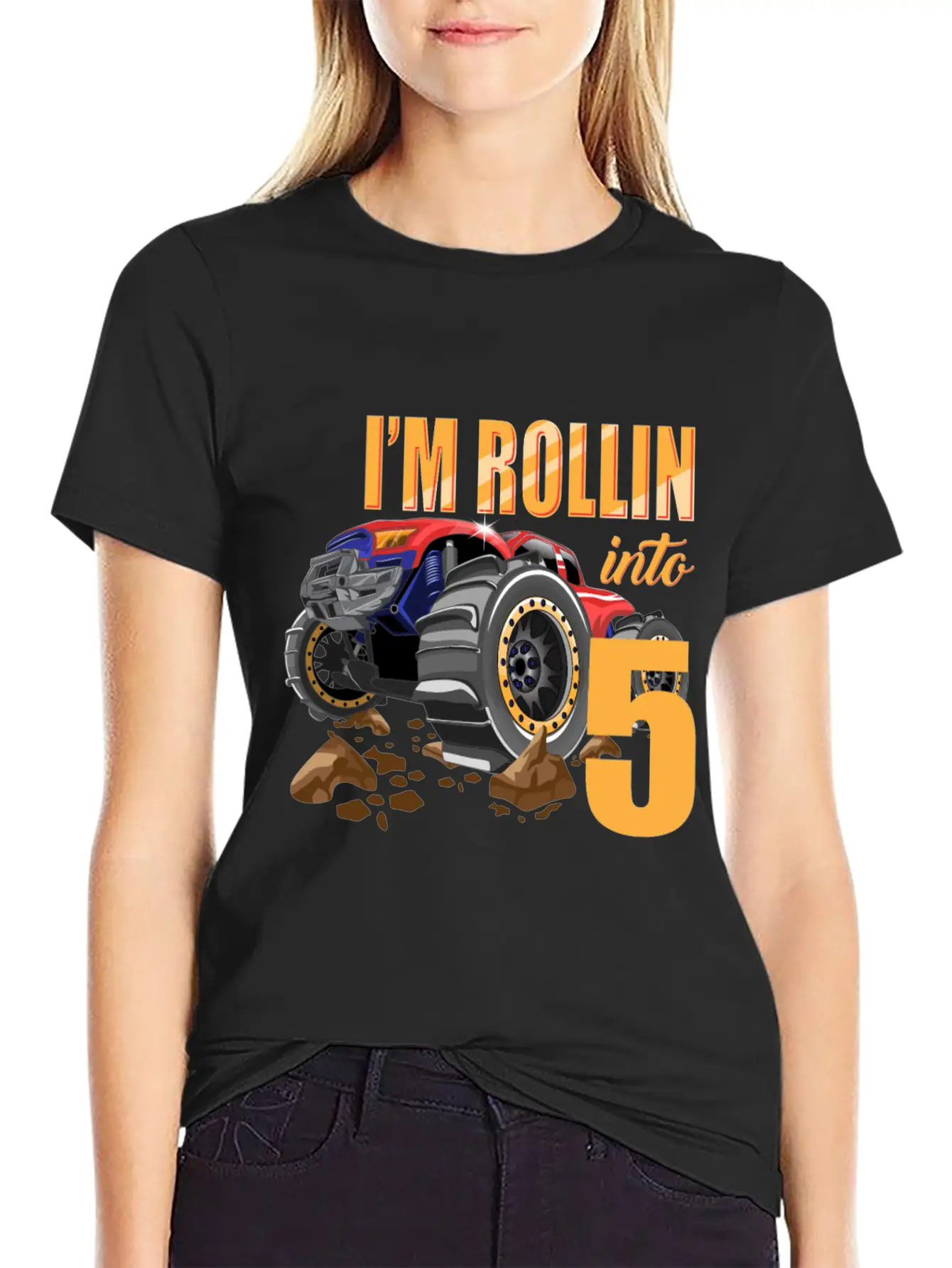 Monster Truck 5th Birthday I'm 5 Year Old Boy Gift Casual Graphic T-Shirt – Simple And Comfortable Daily Wear