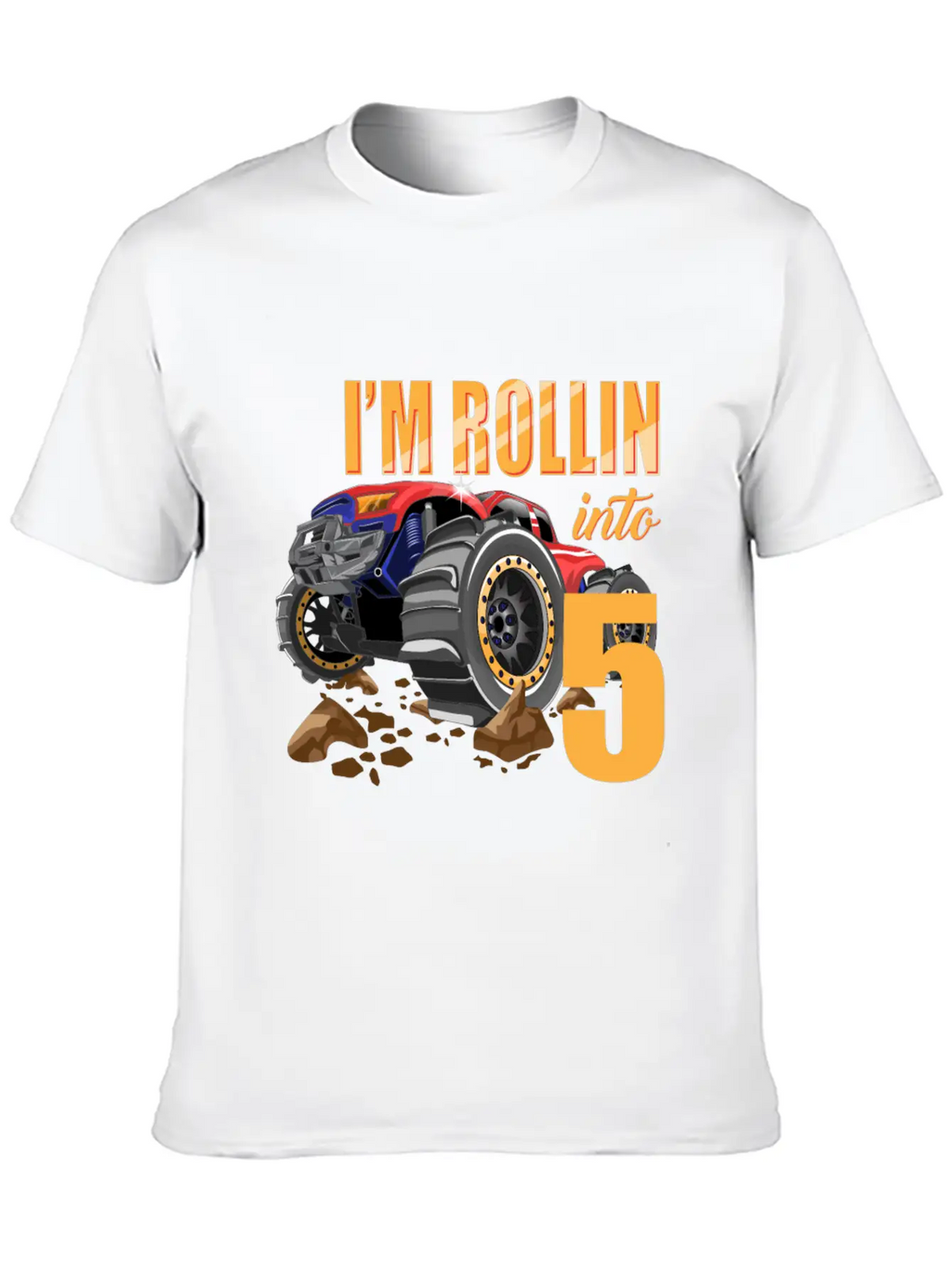 Monster Truck 5th Birthday I'm 5 Year Old Boy Gift Casual Graphic T-Shirt – Simple And Comfortable Daily Wear
