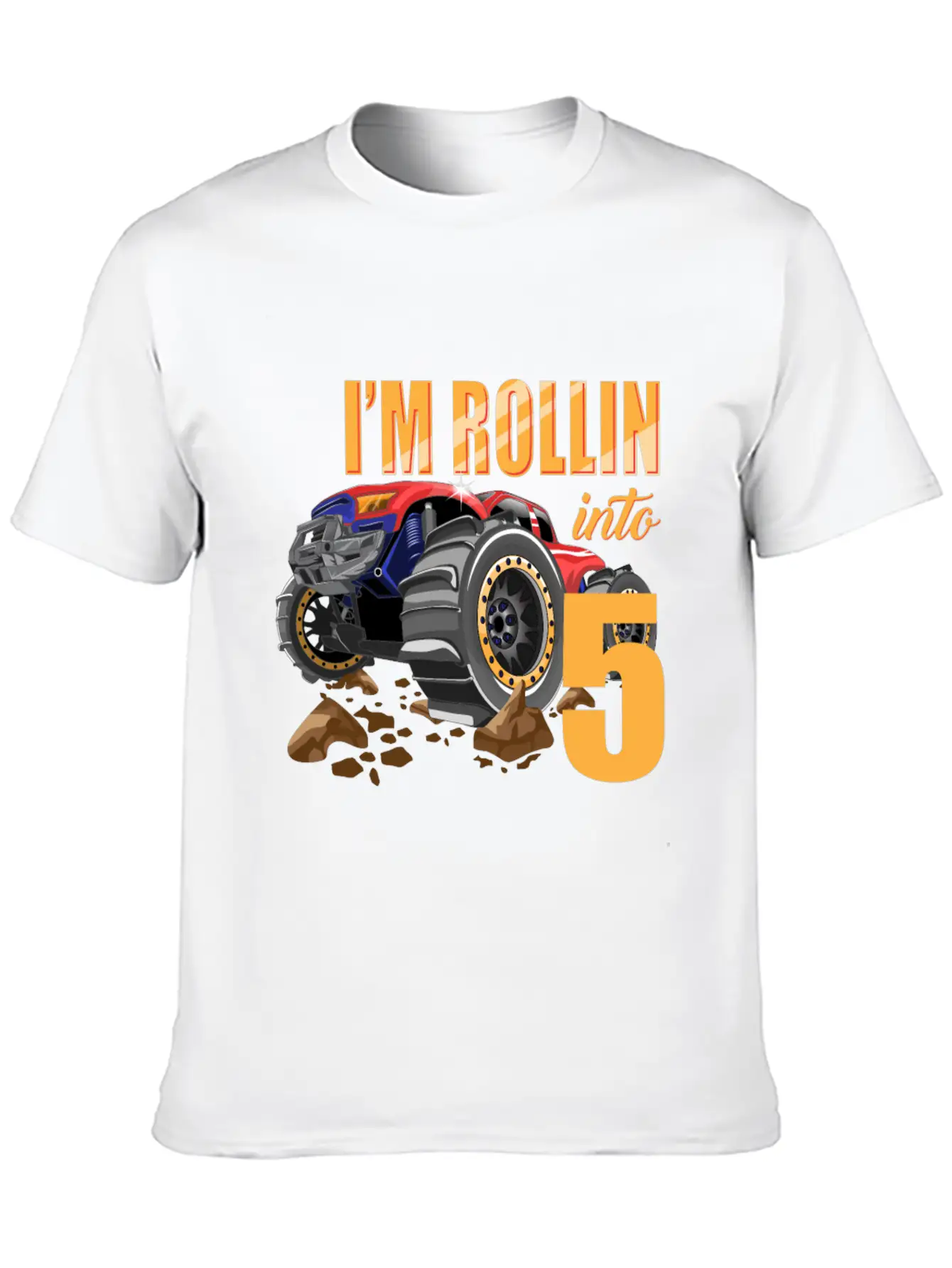 Monster Truck 5th Birthday I'm 5 Year Old Boy Gift Casual Graphic T-Shirt – Simple And Comfortable Daily Wear