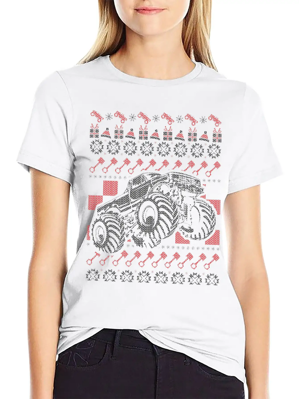 Monster Truck Christmas Unisex Short Sleeve Soft Cotton T-Shirt – Casual Everyday Wear
