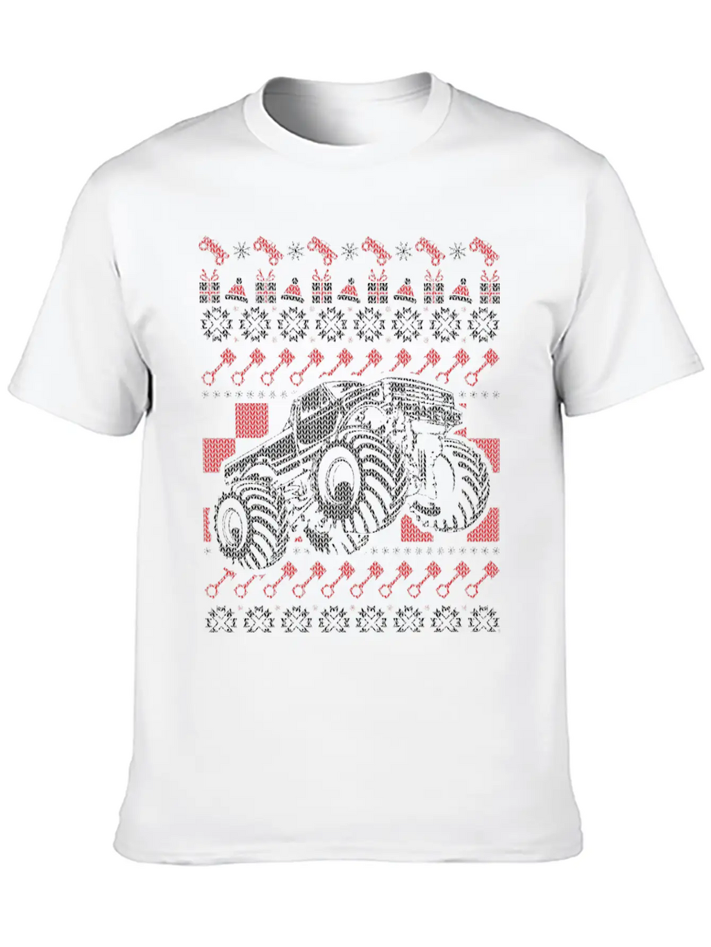 Monster Truck Christmas Unisex Short Sleeve Soft Cotton T-Shirt – Casual Everyday Wear