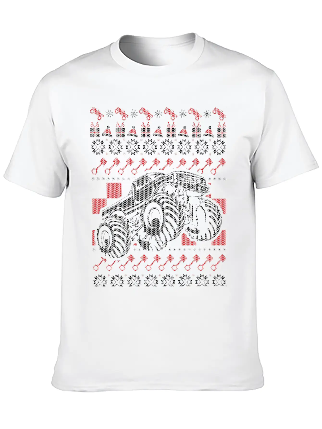 Monster Truck Christmas Unisex Short Sleeve Soft Cotton T-Shirt – Casual Everyday Wear