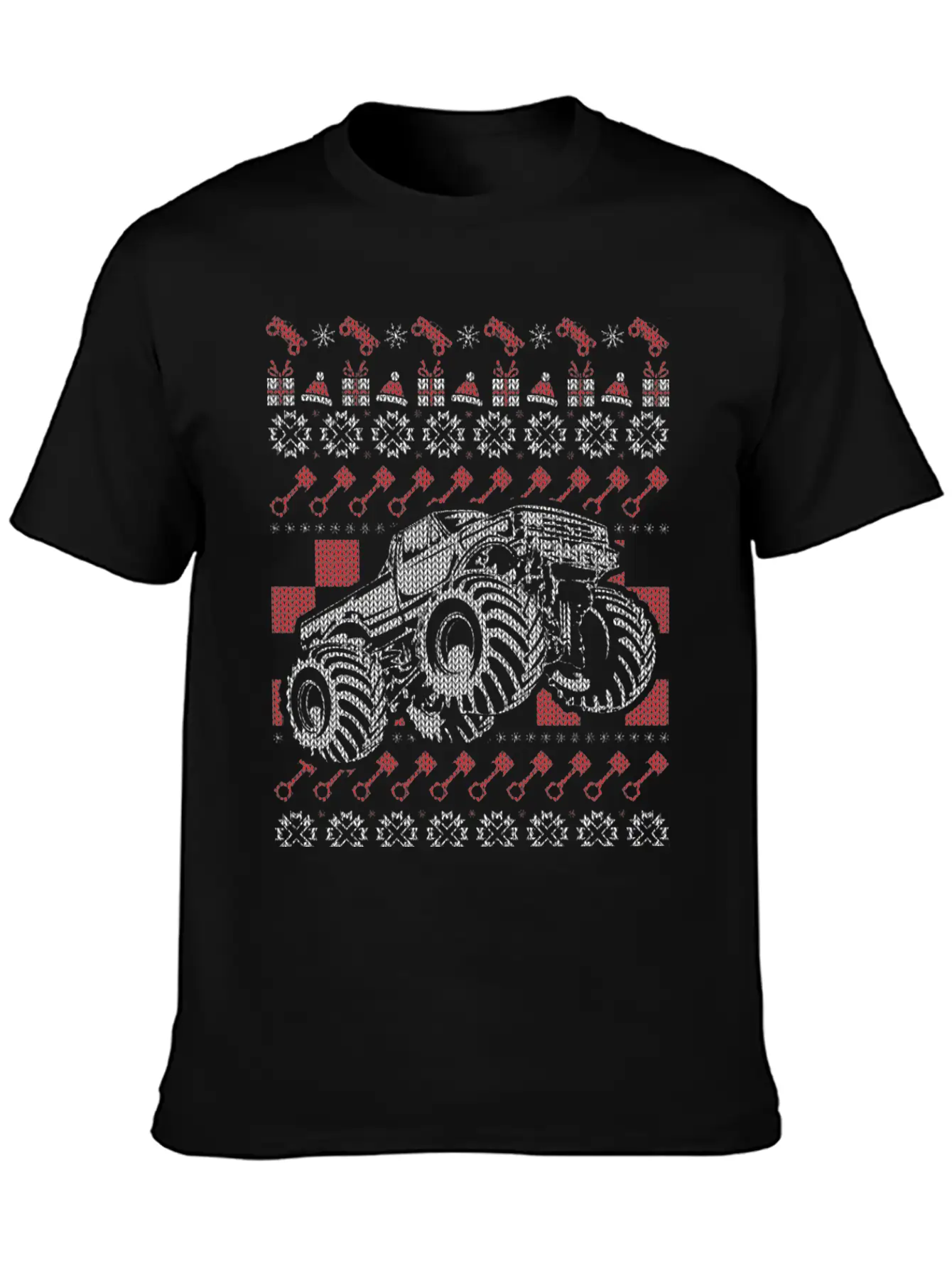 Monster Truck Christmas Unisex Short Sleeve Soft Cotton T-Shirt – Casual Everyday Wear