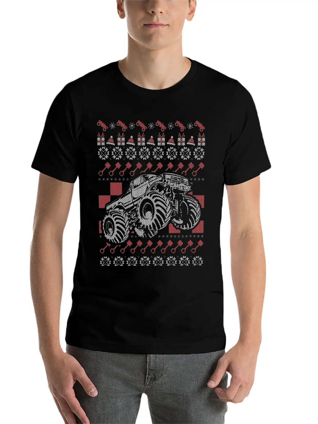 Monster Truck Christmas Unisex Short Sleeve Soft Cotton T-Shirt – Casual Everyday Wear