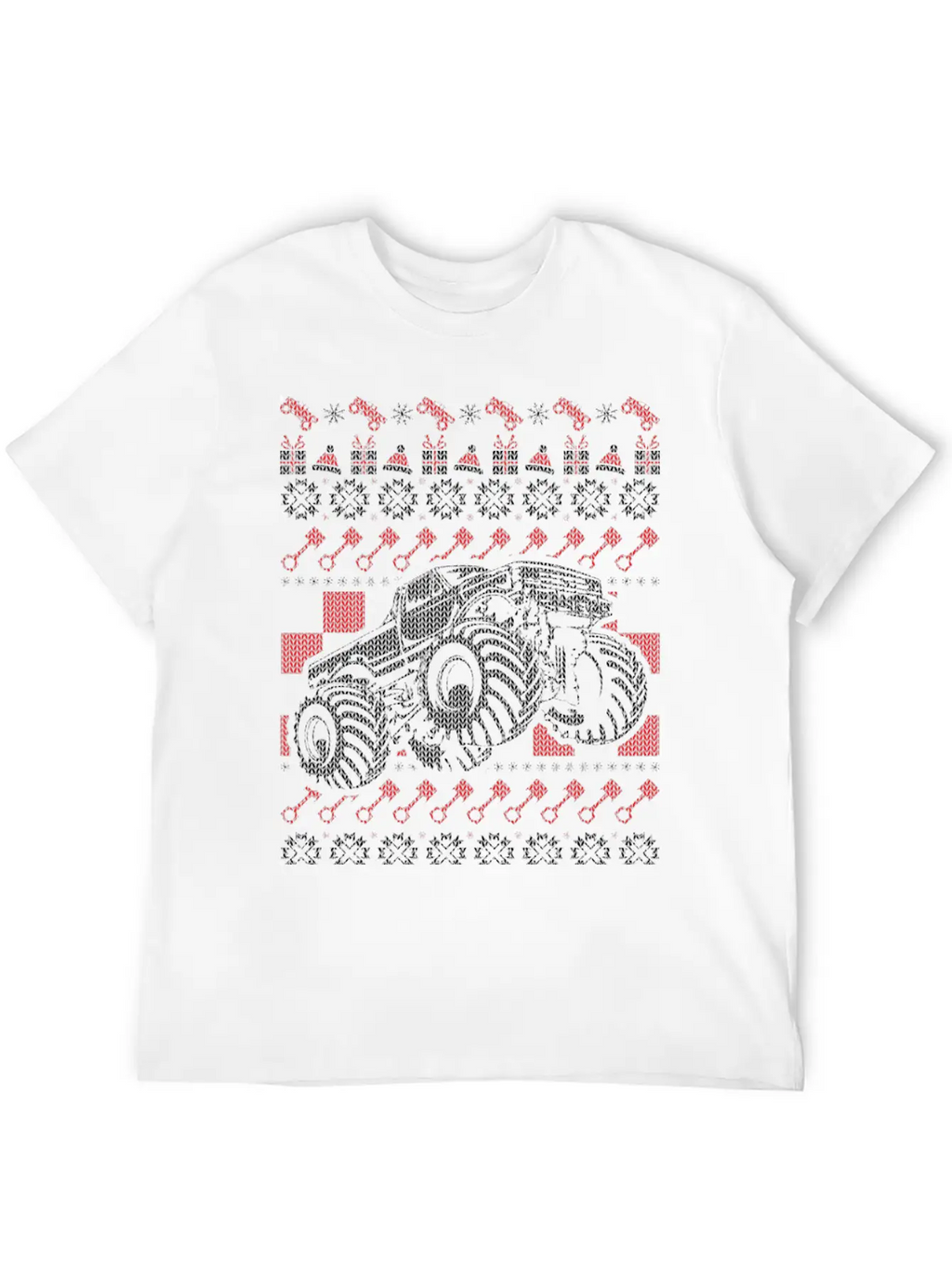 Monster Truck Christmas Unisex Short Sleeve Soft Cotton T-Shirt – Casual Everyday Wear