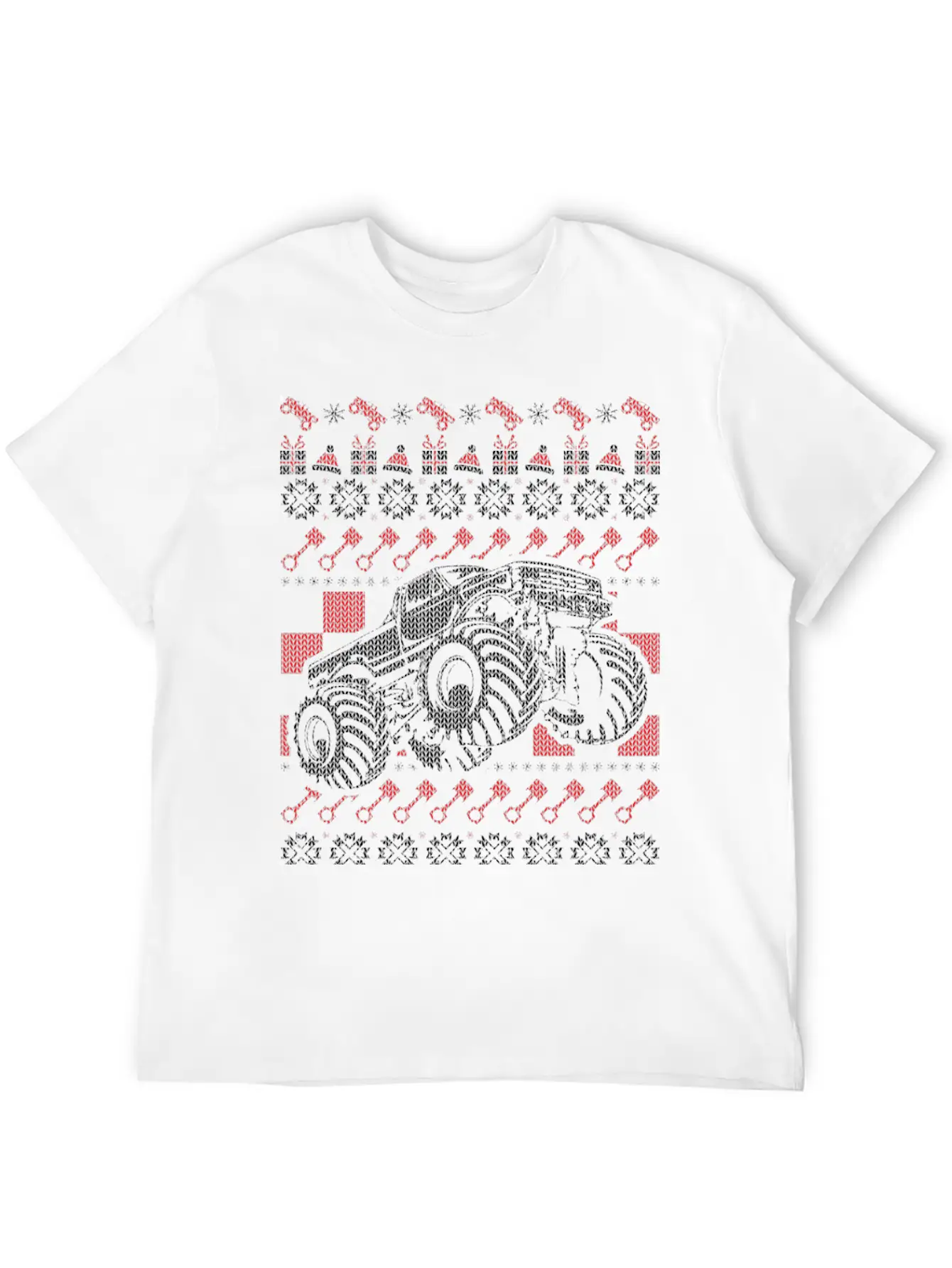 Monster Truck Christmas Unisex Short Sleeve Soft Cotton T-Shirt – Casual Everyday Wear
