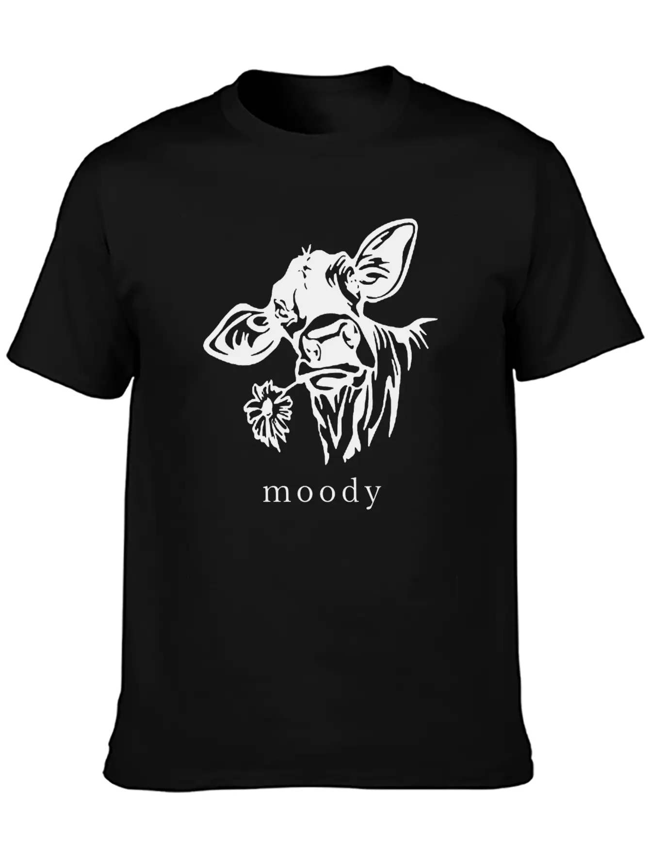 Moody Cow Funny Saying Punny Stylish Everyday T-Shirt – Unisex Basic Cotton Tee