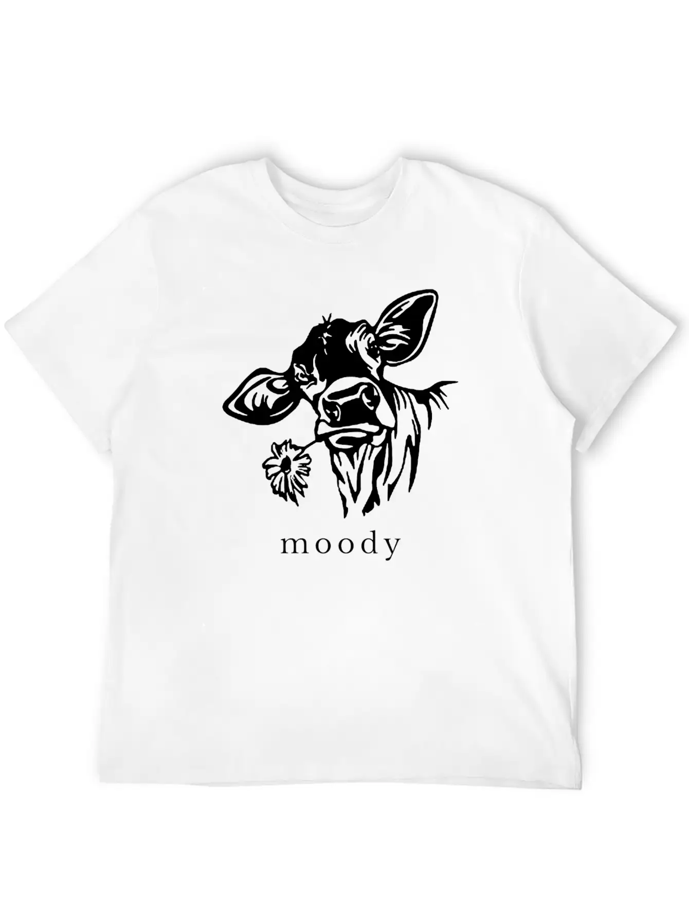 Moody Cow Funny Saying Punny Stylish Everyday T-Shirt – Unisex Basic Cotton Tee