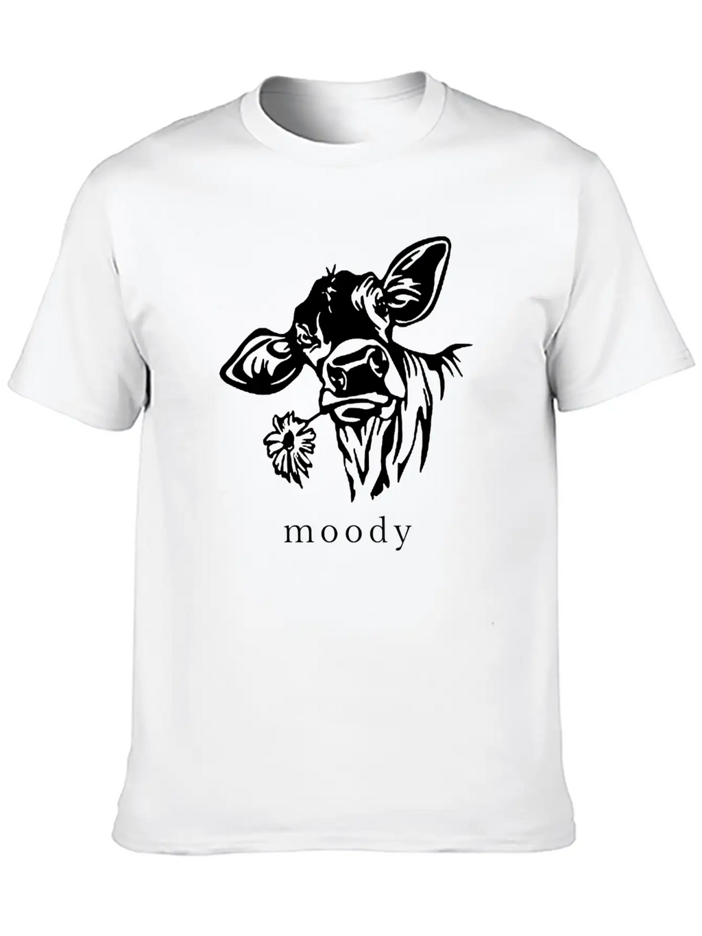 Moody Cow Funny Saying Punny Stylish Everyday T-Shirt – Unisex Basic Cotton Tee