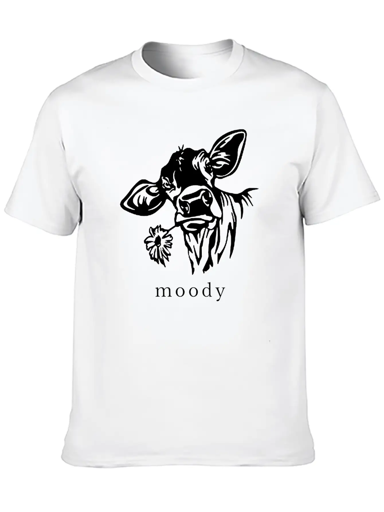 Moody Cow Funny Saying Punny Stylish Everyday T-Shirt – Unisex Basic Cotton Tee