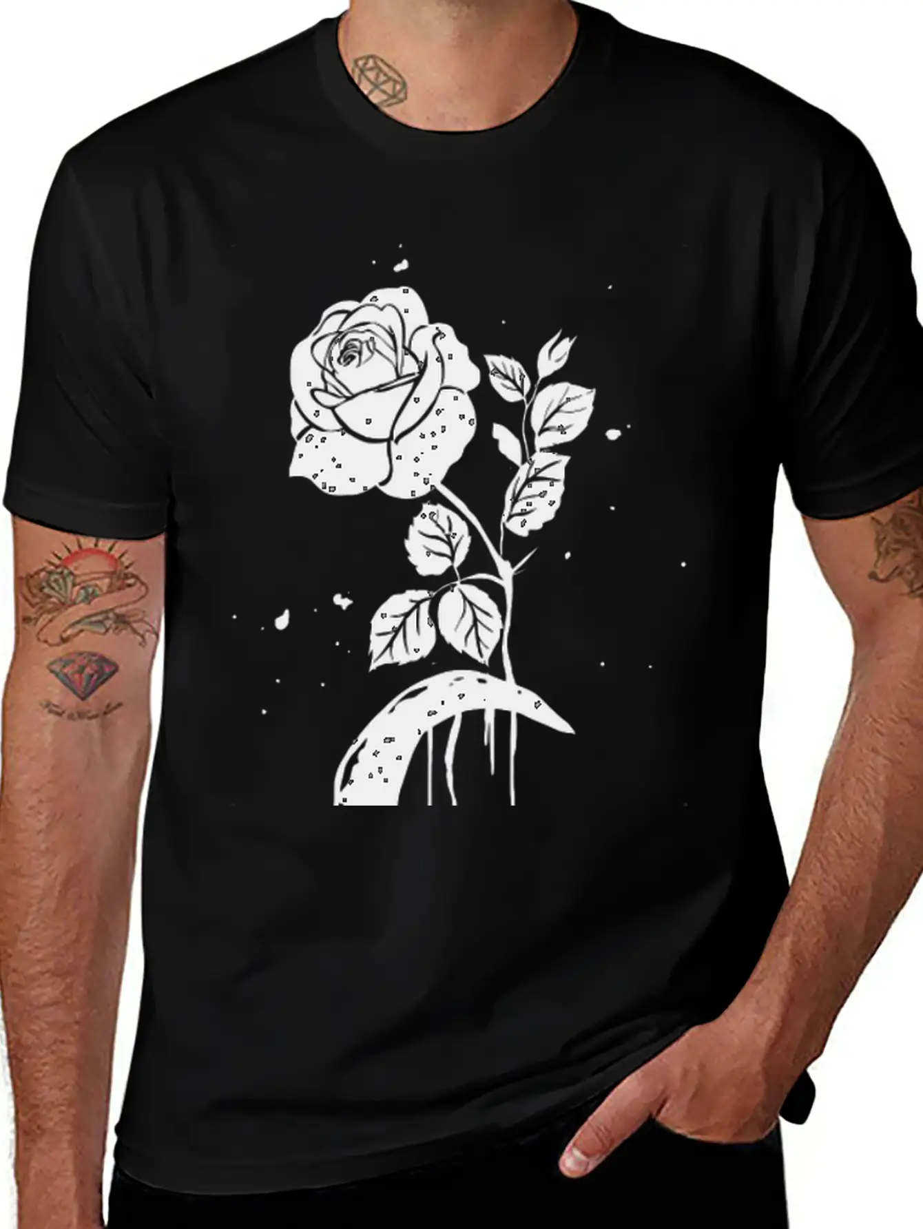 Moon And Rose Graphic Breathable Soft Cotton T-Shirt – Timeless Casual Look