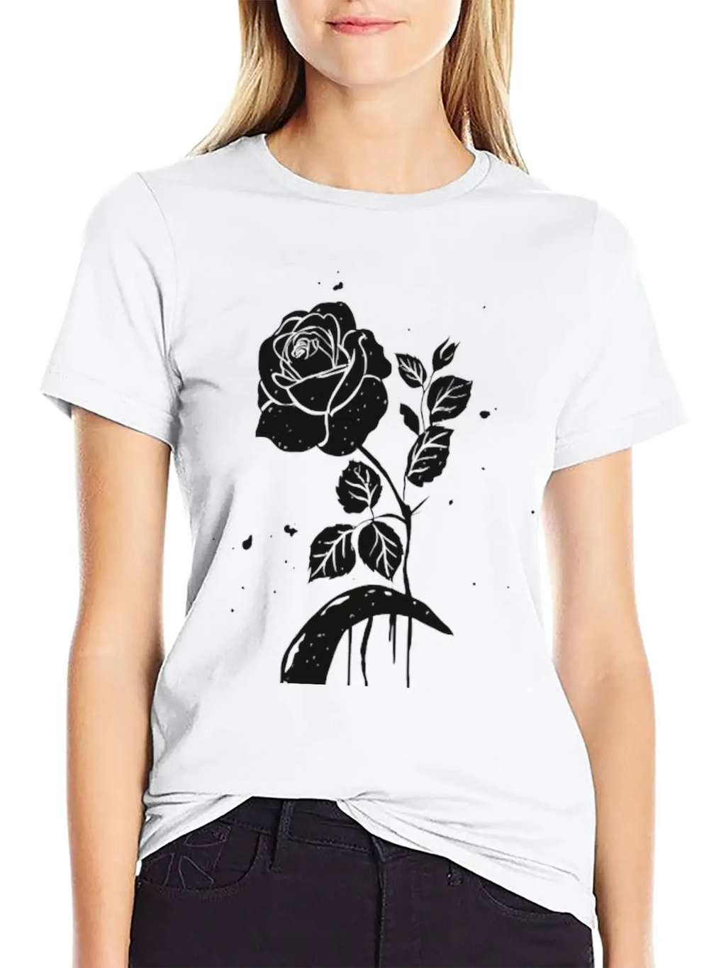 Moon And Rose Graphic Breathable Soft Cotton T-Shirt – Timeless Casual Look