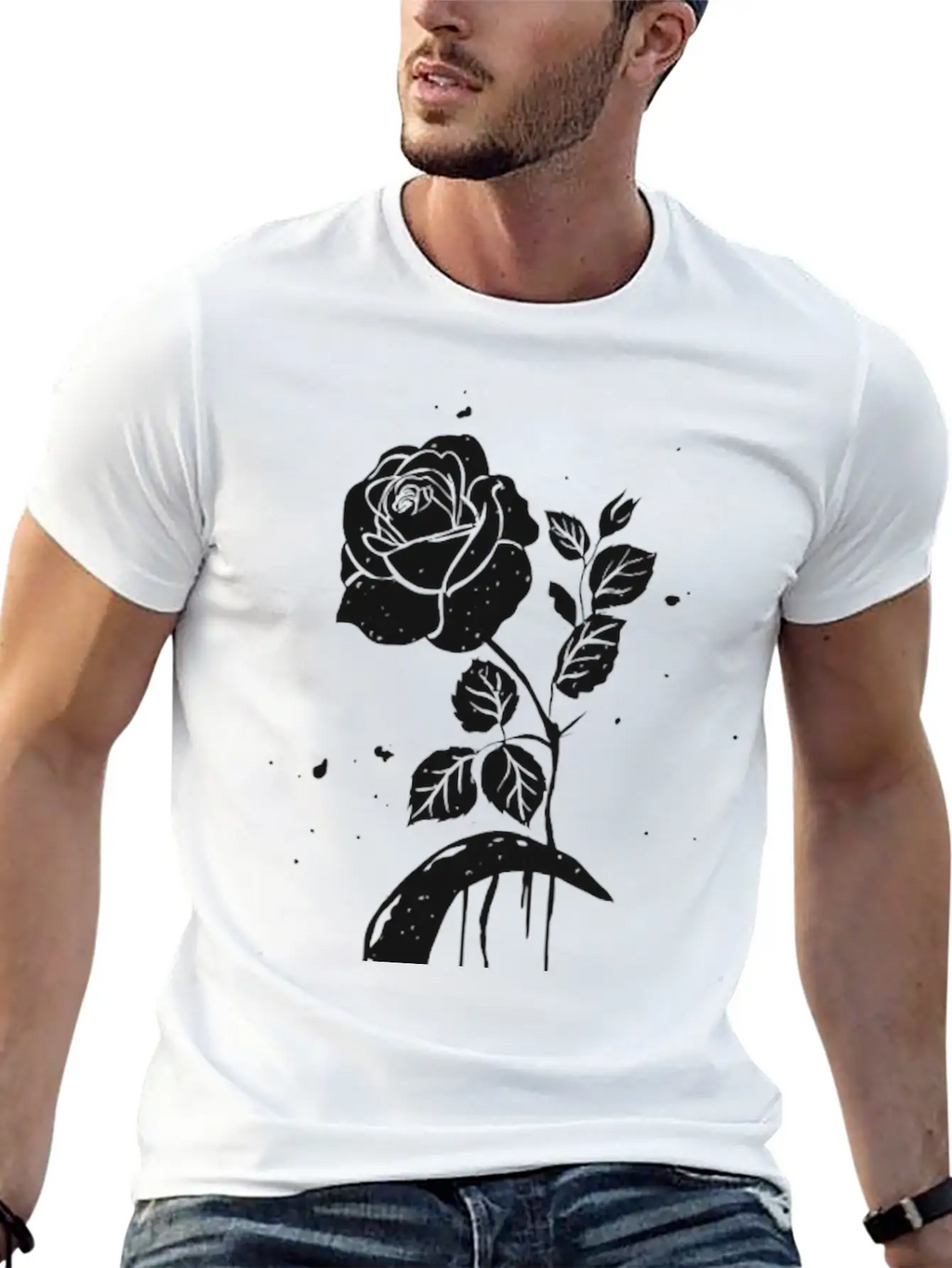 Moon And Rose Graphic Breathable Soft Cotton T-Shirt – Timeless Casual Look