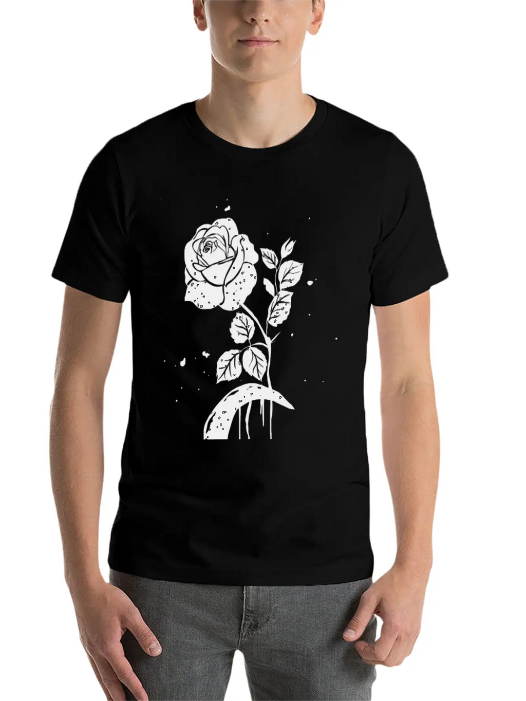 Moon And Rose Graphic Breathable Soft Cotton T-Shirt – Timeless Casual Look