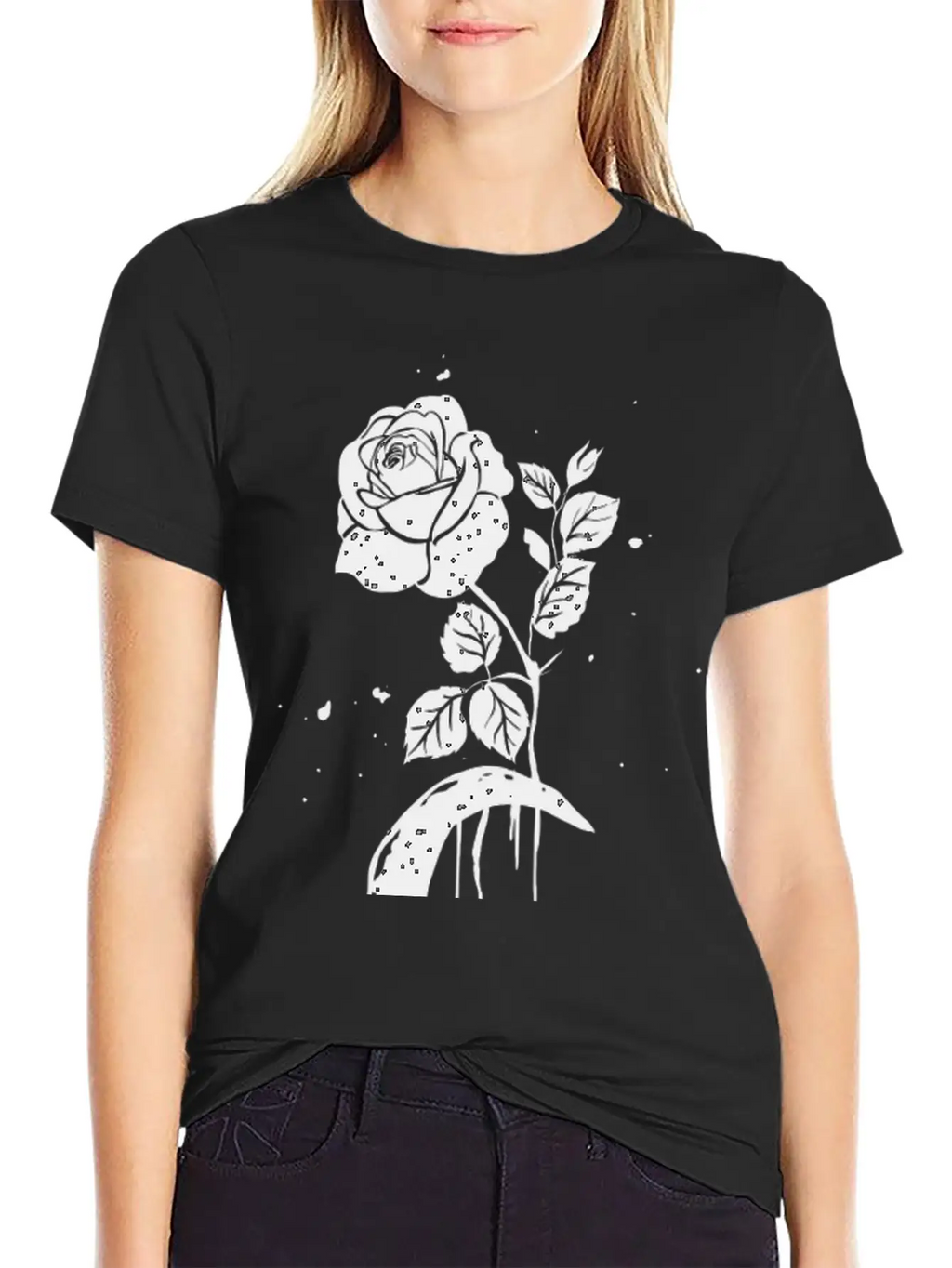 Moon And Rose Graphic Breathable Soft Cotton T-Shirt – Timeless Casual Look