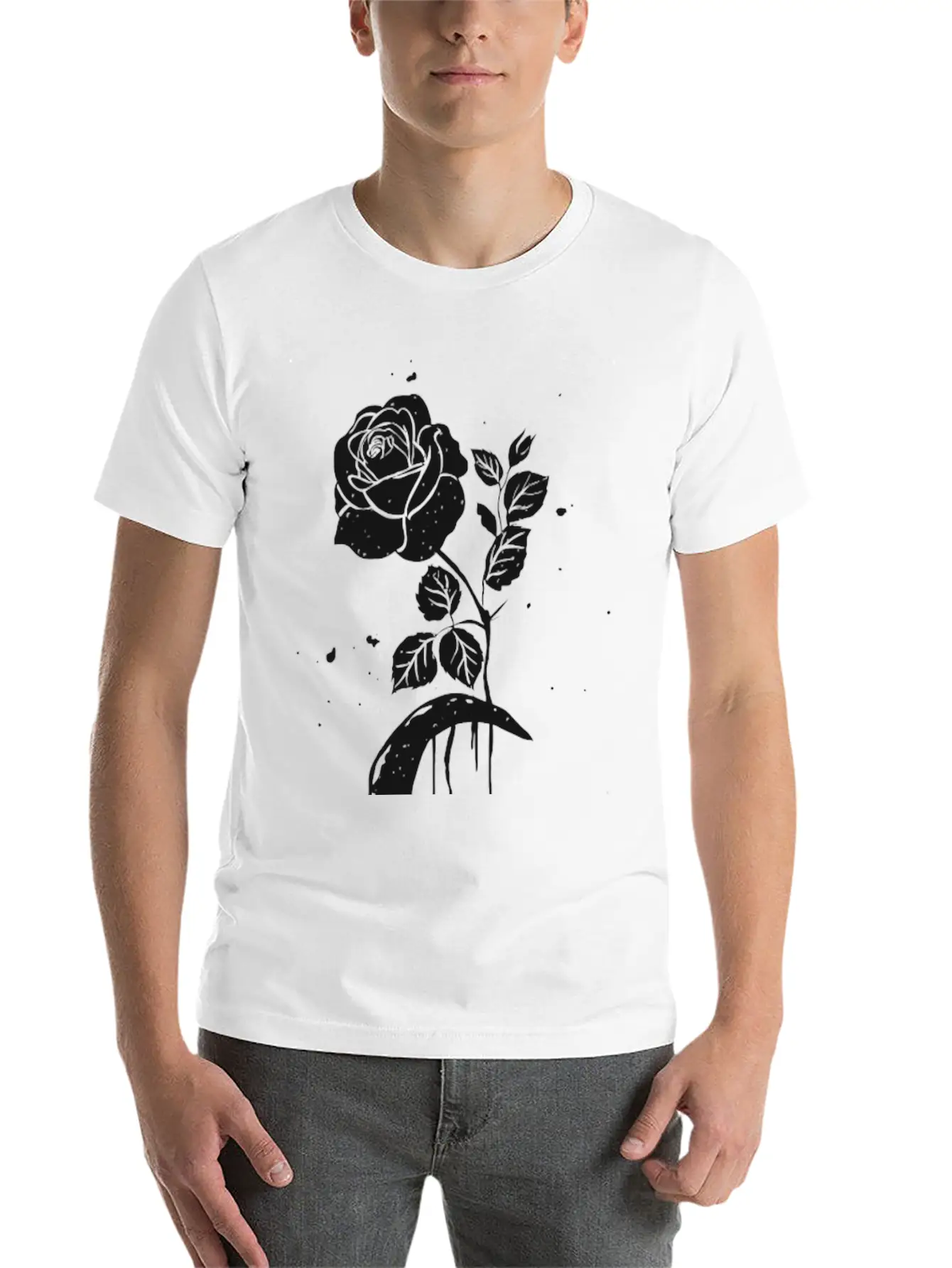 Moon And Rose Graphic Breathable Soft Cotton T-Shirt – Timeless Casual Look