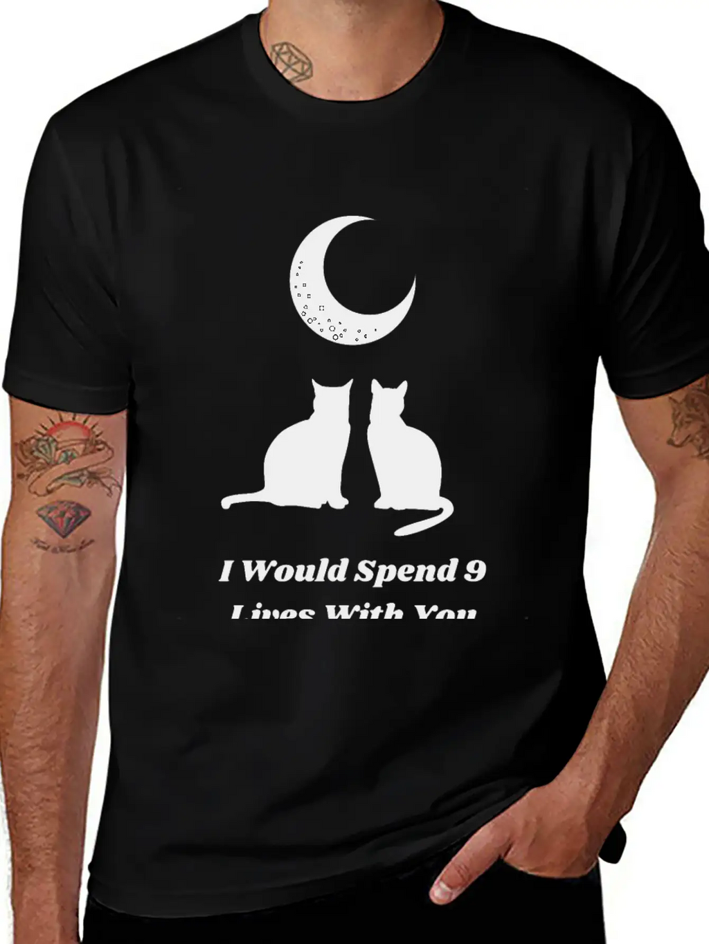 Moon Cat Love Unisex Short Sleeve Soft Cotton T-Shirt – Casual Everyday Wear