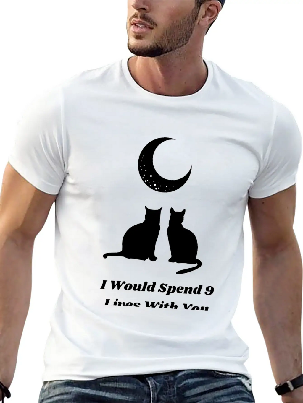 Moon Cat Love Unisex Short Sleeve Soft Cotton T-Shirt – Casual Everyday Wear