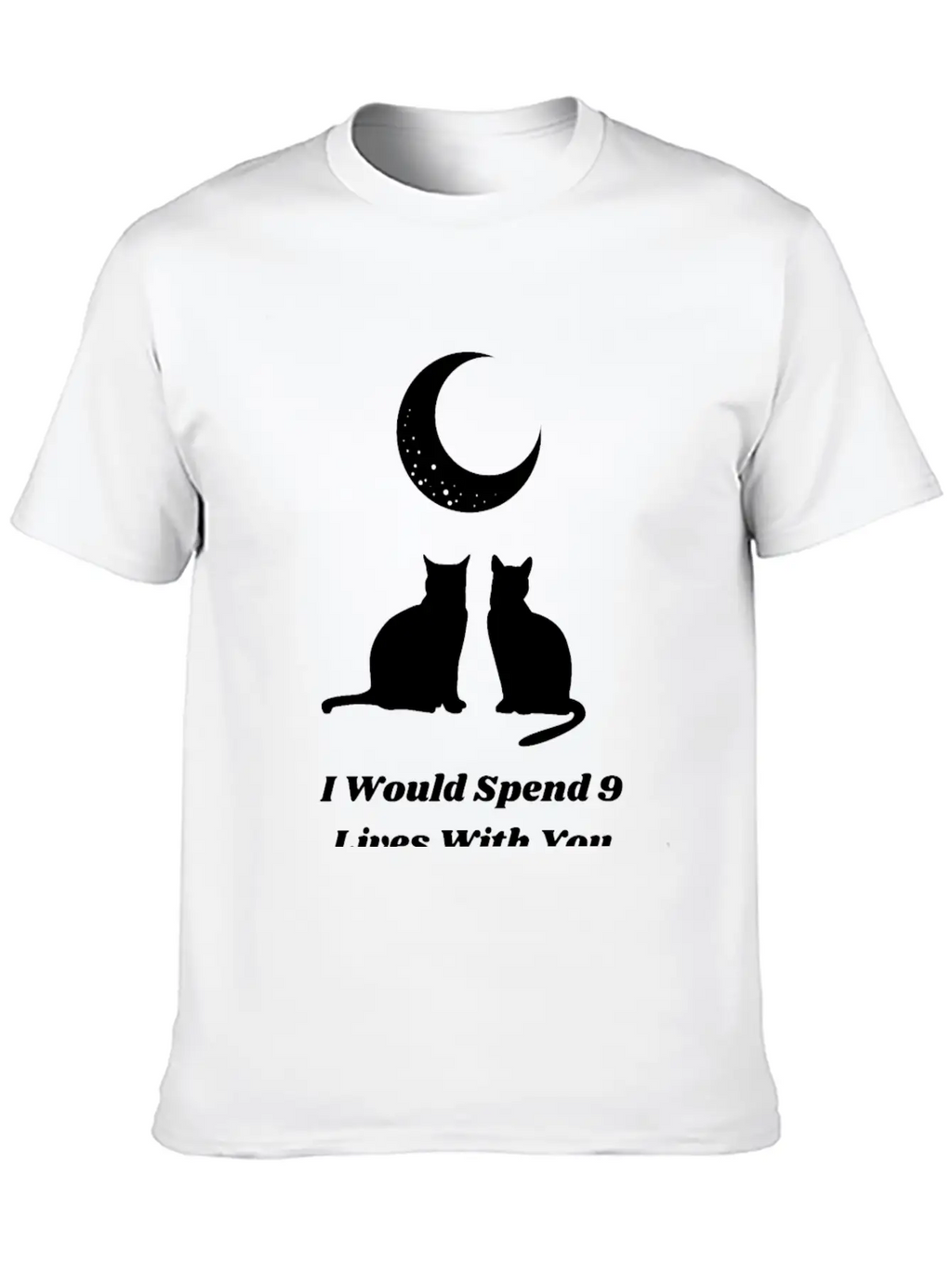 Moon Cat Love Unisex Short Sleeve Soft Cotton T-Shirt – Casual Everyday Wear