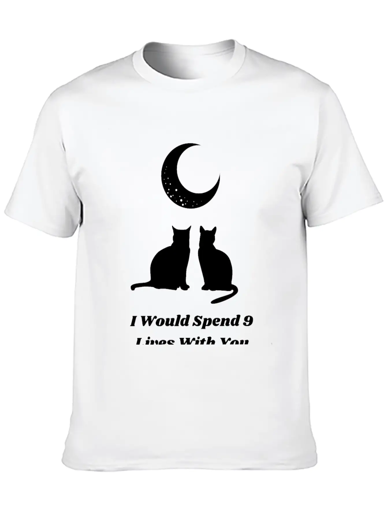 Moon Cat Love Unisex Short Sleeve Soft Cotton T-Shirt – Casual Everyday Wear