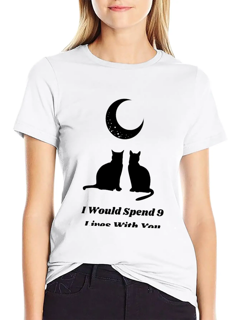 Moon Cat Love Unisex Short Sleeve Soft Cotton T-Shirt – Casual Everyday Wear